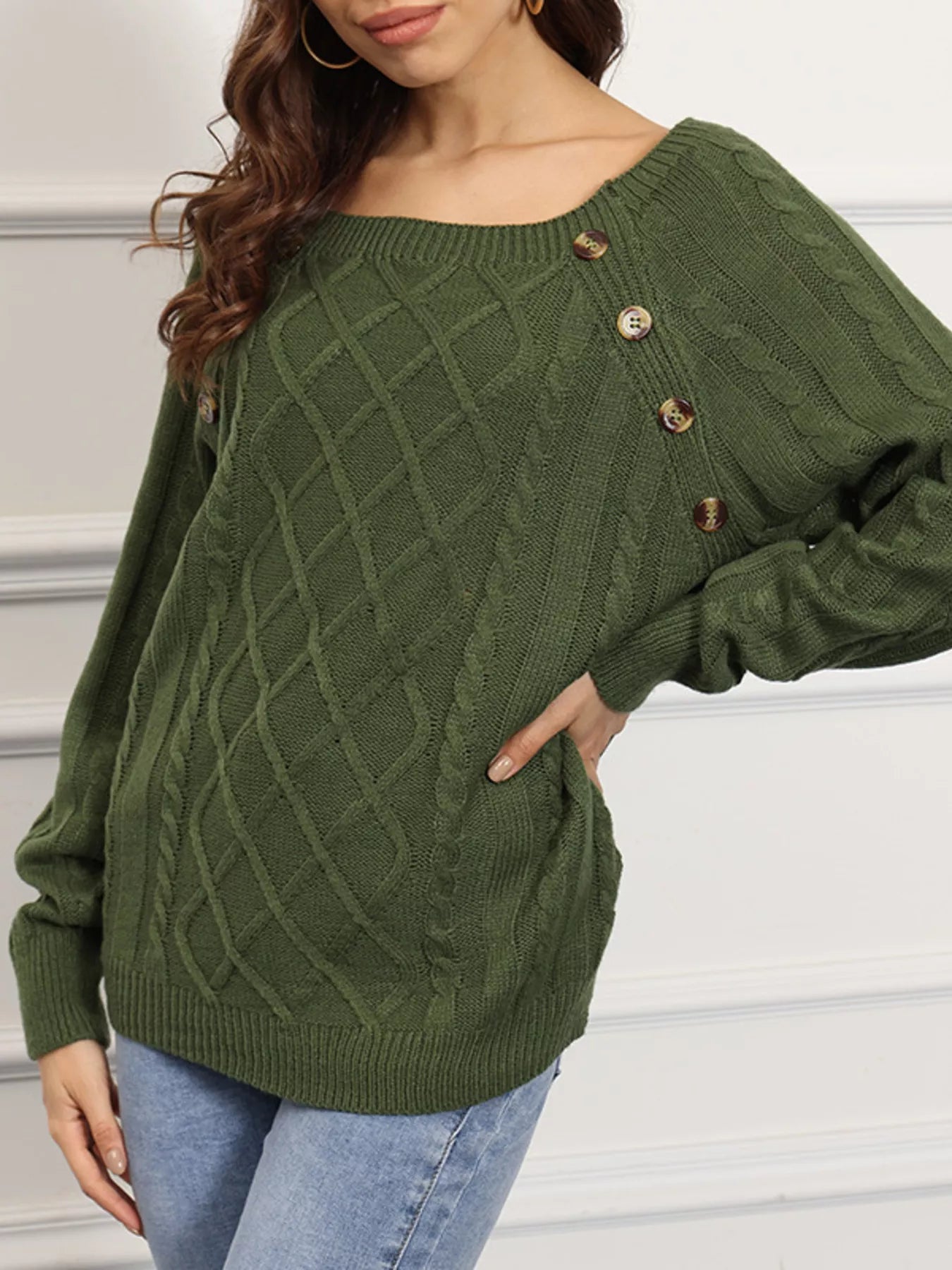 Cable Knit Boat Neck Sweater - PBNJ FASHIONS