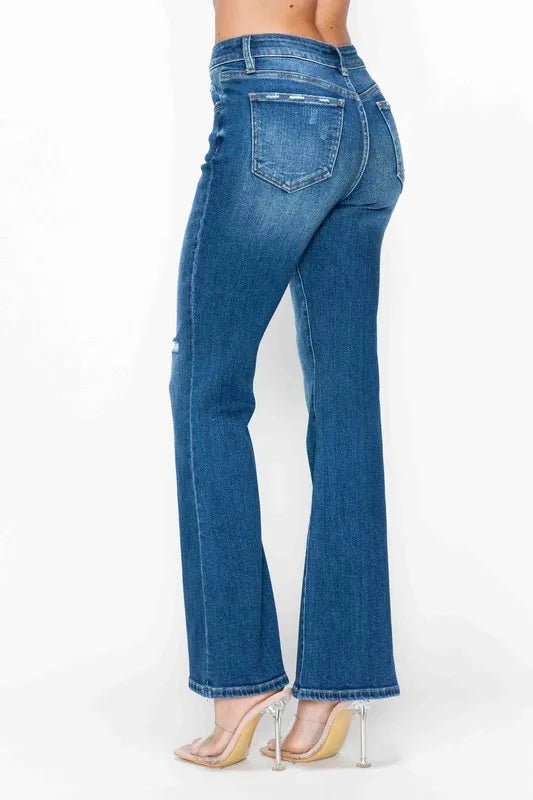 bytos Full Size High Rise Bootcut Jeans with Pockets - PBNJ FASHIONS