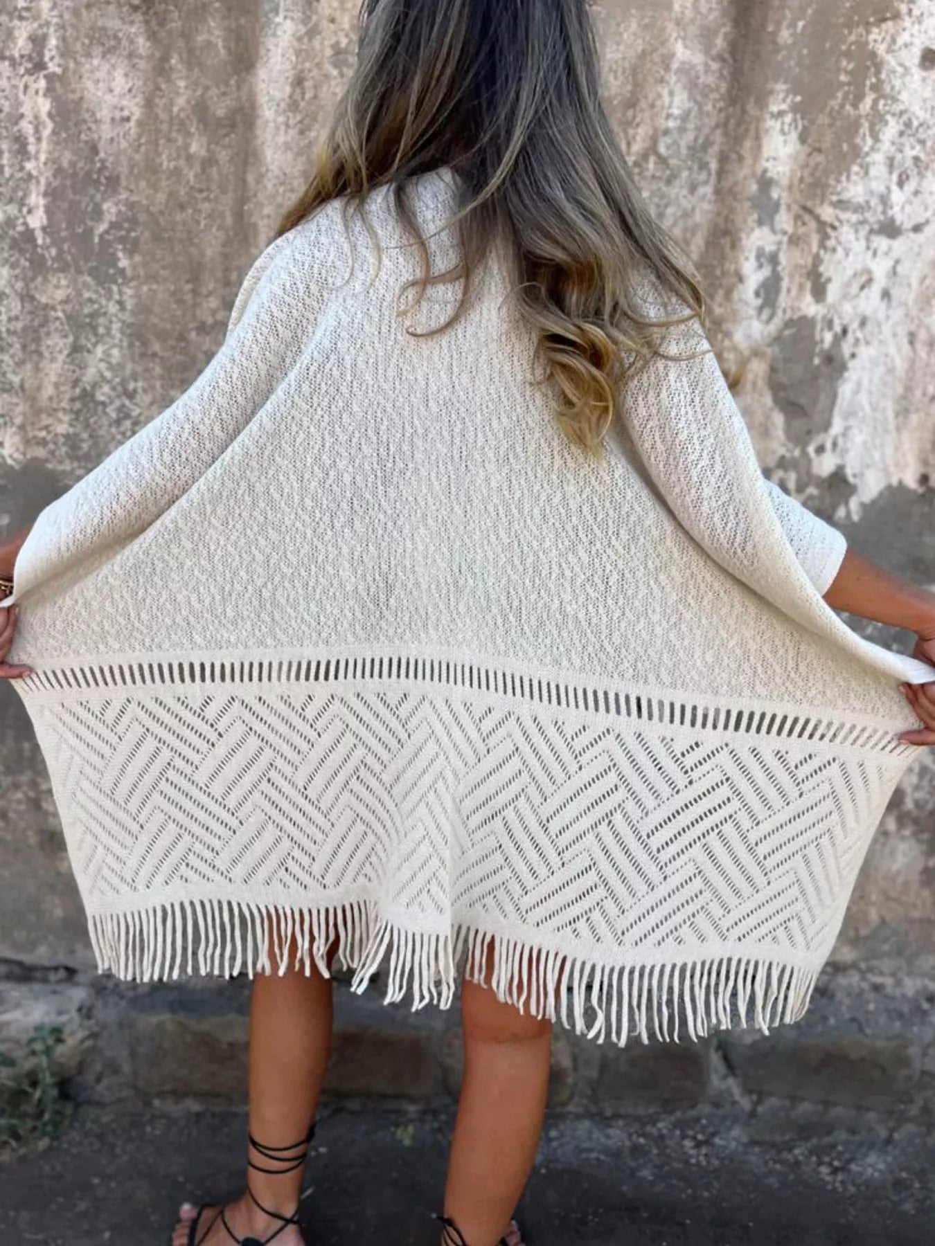 Fringe Open Front Cardigan - PBNJ FASHIONS