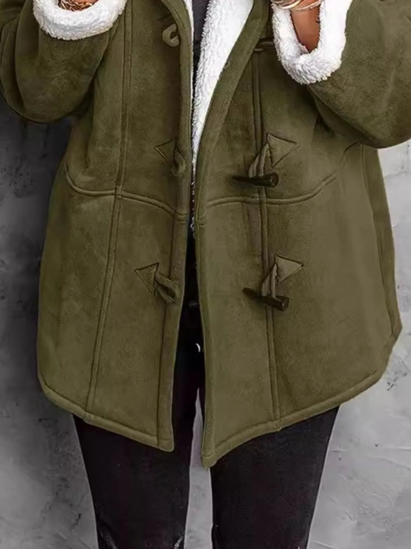Full Size Cozy Sherpa Lined Toggle Coat with Hood Plus Size - PBNJ FASHIONS