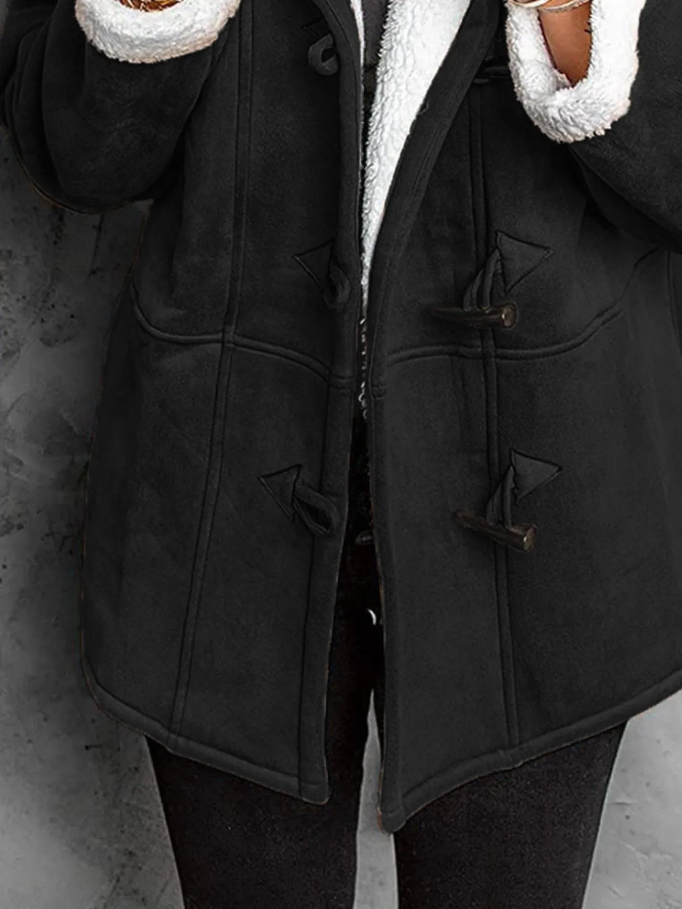 Full Size Cozy Sherpa Lined Toggle Coat with Hood Plus Size - PBNJ FASHIONS