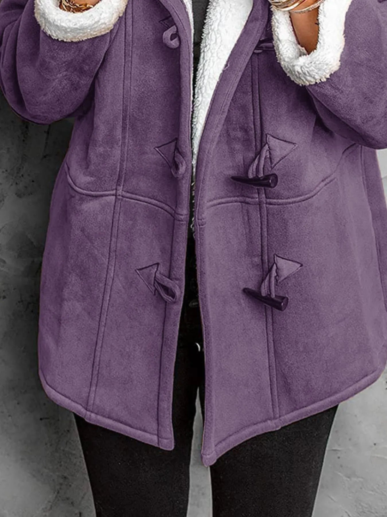 Full Size Cozy Sherpa Lined Toggle Coat with Hood Plus Size - PBNJ FASHIONS