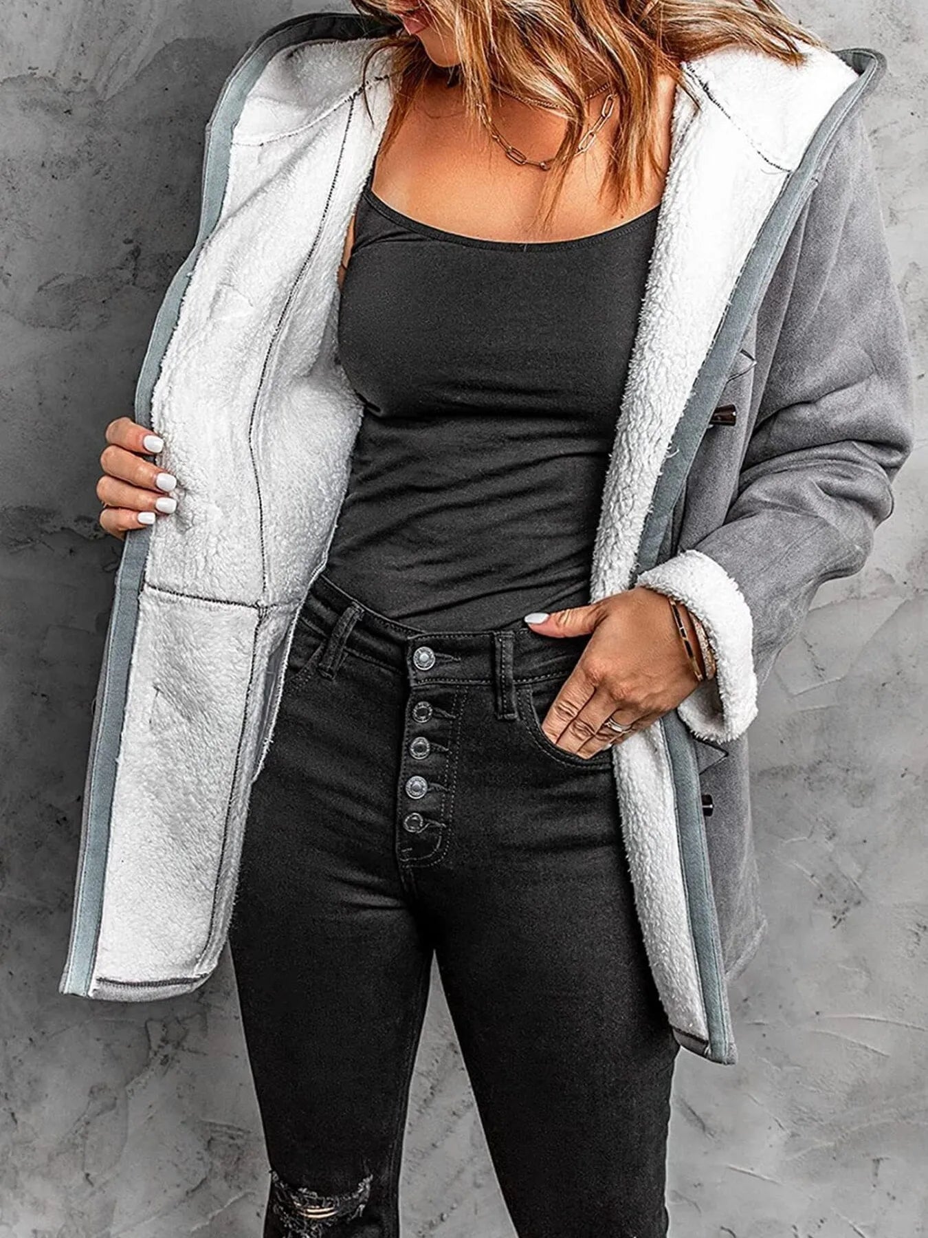 Full Size Cozy Sherpa Lined Toggle Coat with Hood Plus Size - PBNJ FASHIONS