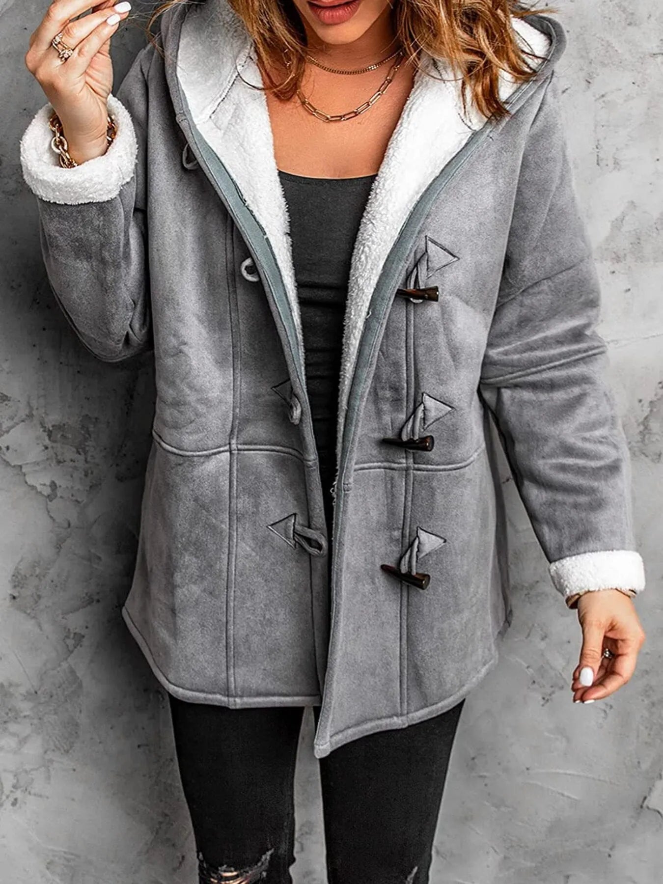 Full Size Cozy Sherpa Lined Toggle Coat with Hood Plus Size - PBNJ FASHIONS