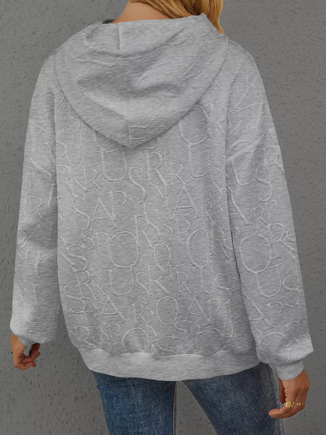Full Size Embossed Lettering Casual Hoodie Plus Size - PBNJ FASHIONS