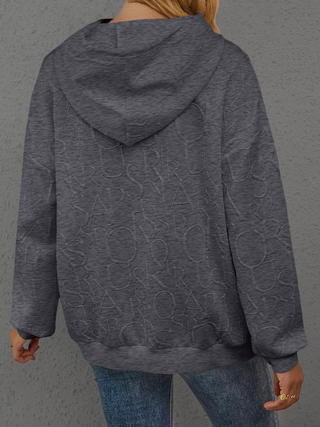 Full Size Embossed Lettering Casual Hoodie Plus Size - PBNJ FASHIONS