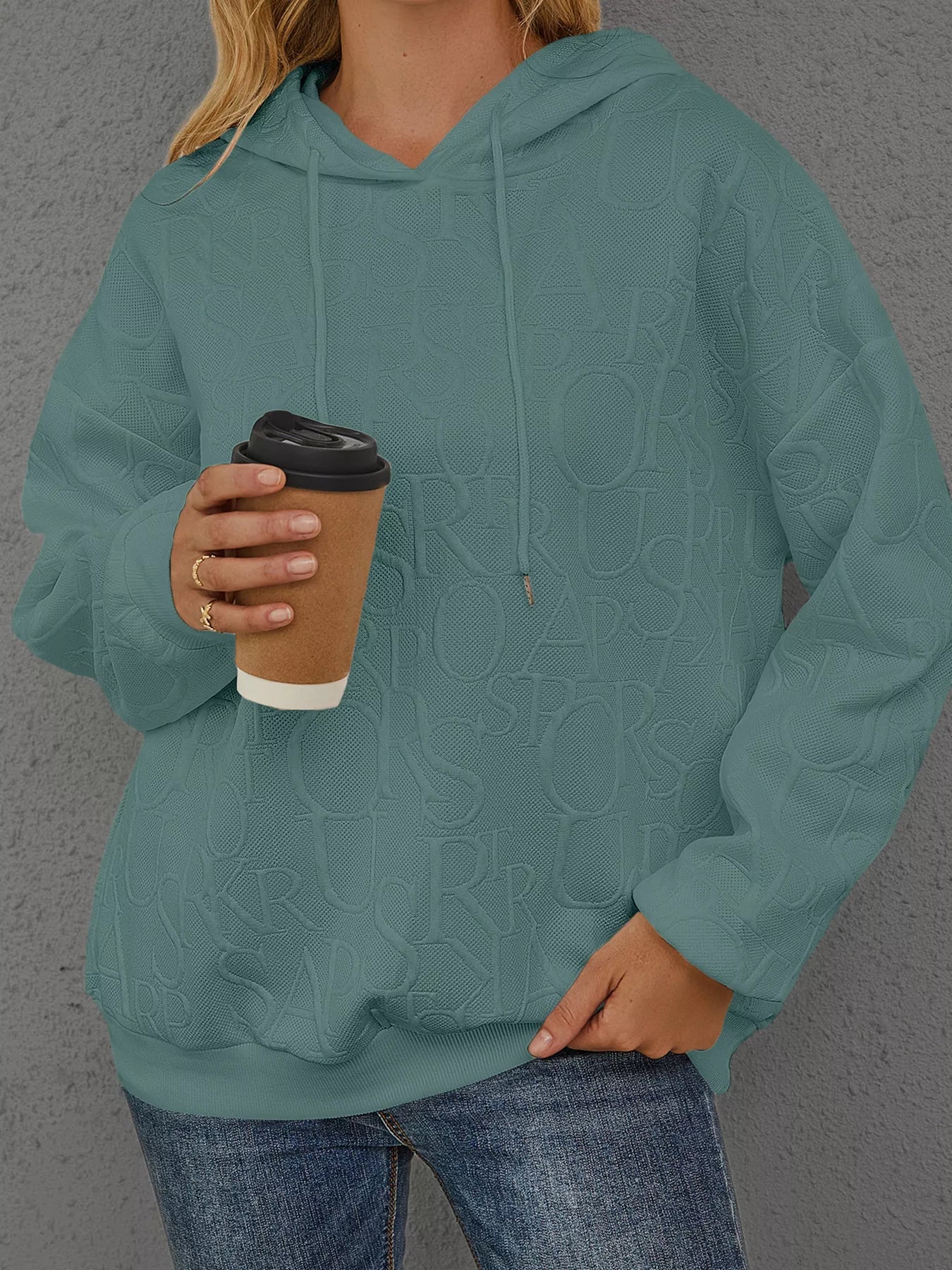 Full Size Embossed Lettering Casual Hoodie Plus Size - PBNJ FASHIONS
