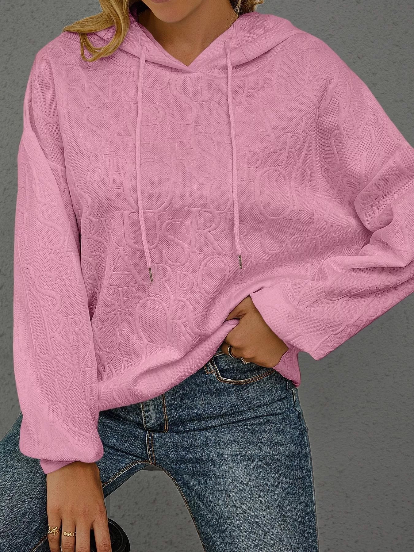Full Size Embossed Lettering Casual Hoodie Plus Size - PBNJ FASHIONS