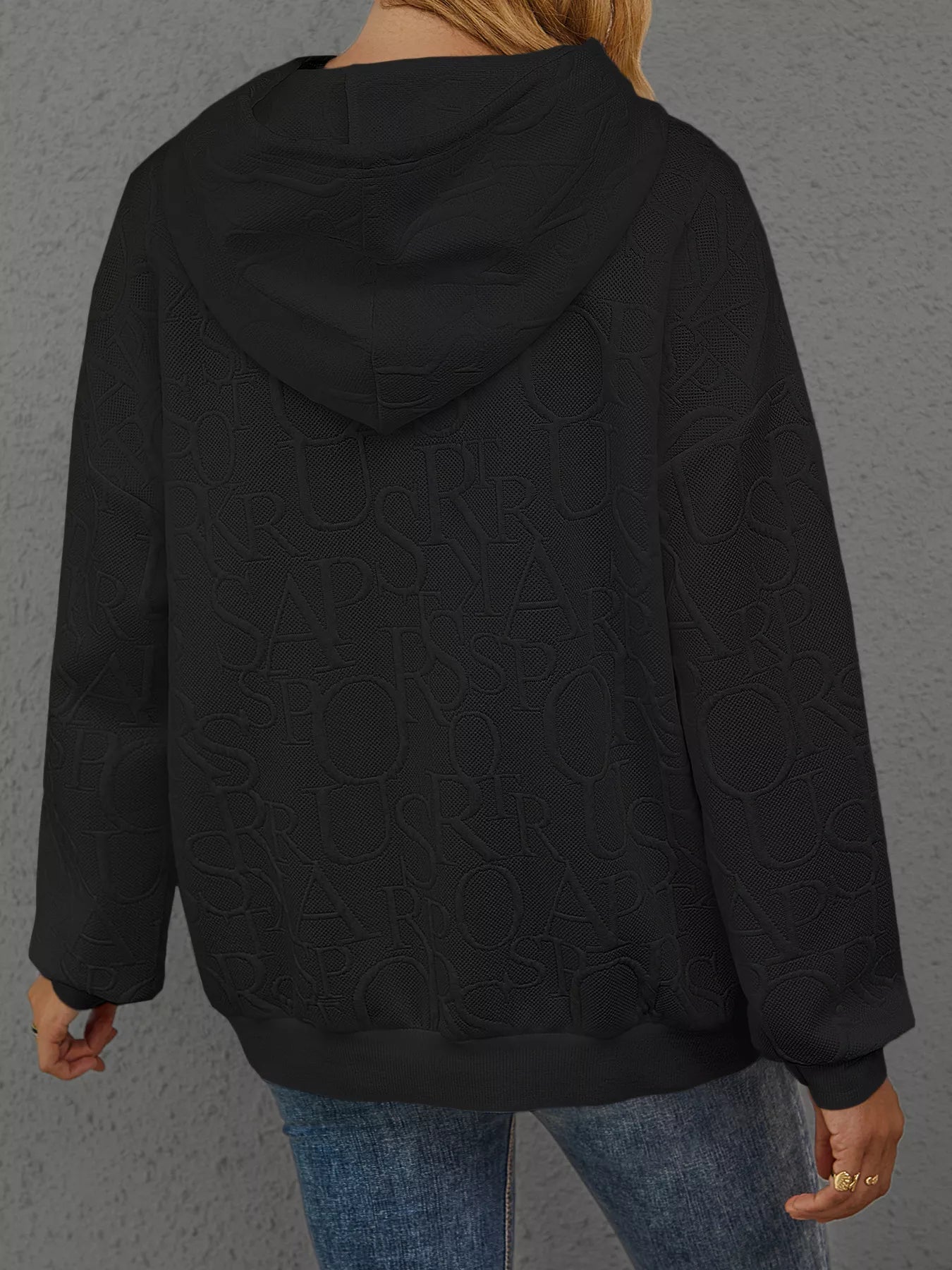 Full Size Embossed Lettering Casual Hoodie Plus Size - PBNJ FASHIONS