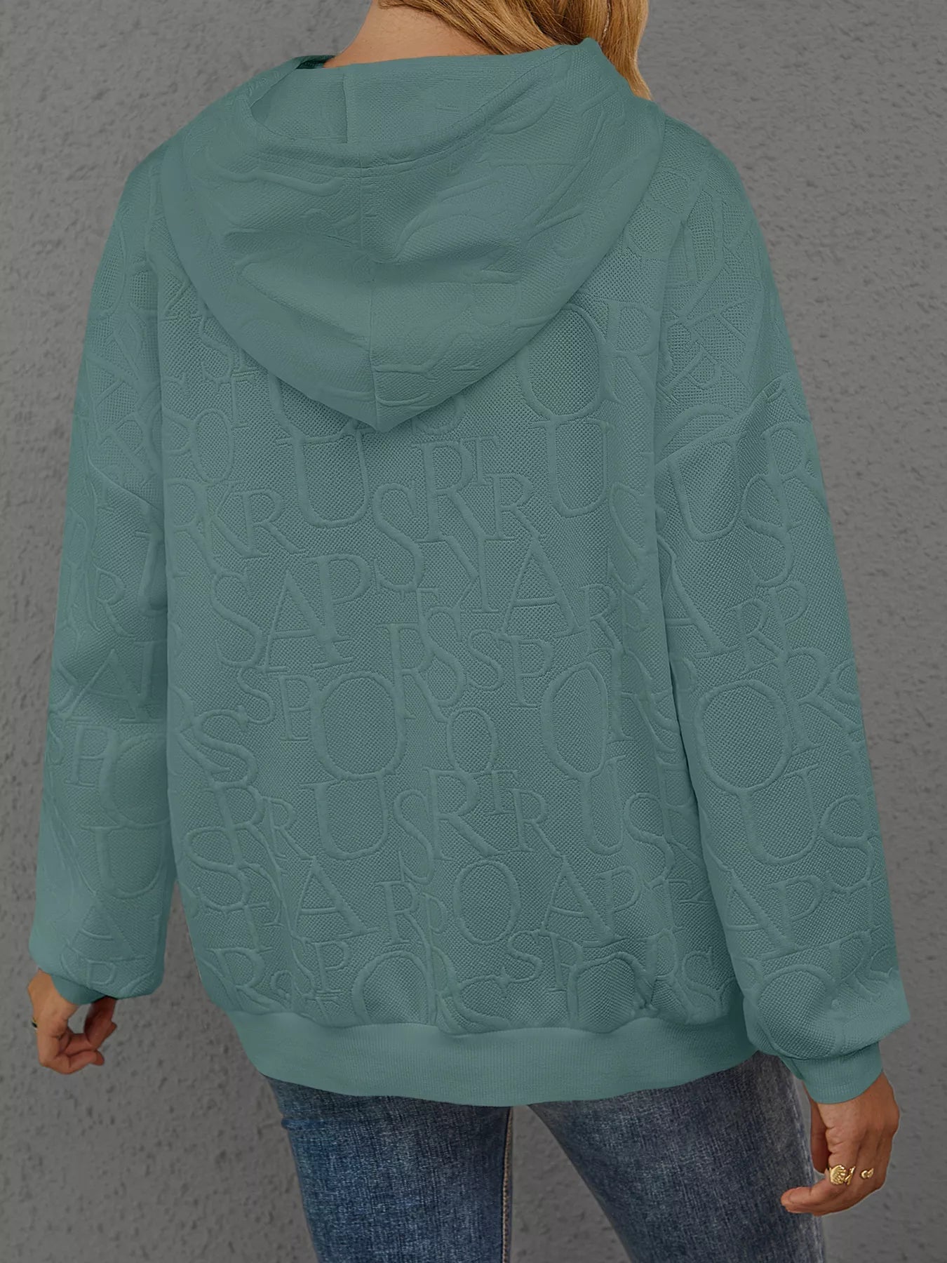 Full Size Embossed Lettering Casual Hoodie Plus Size - PBNJ FASHIONS