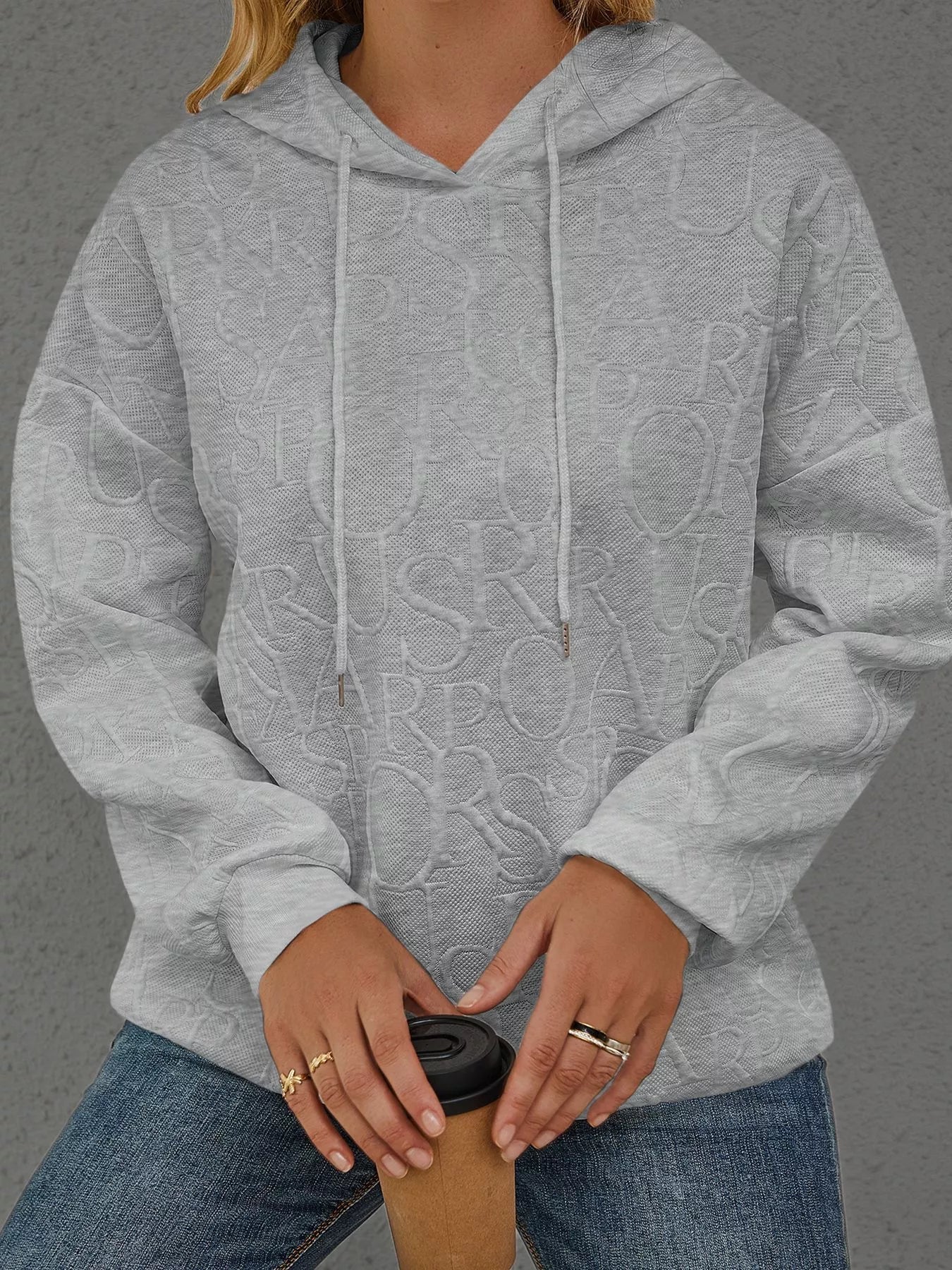 Full Size Embossed Lettering Casual Hoodie Plus Size - PBNJ FASHIONS