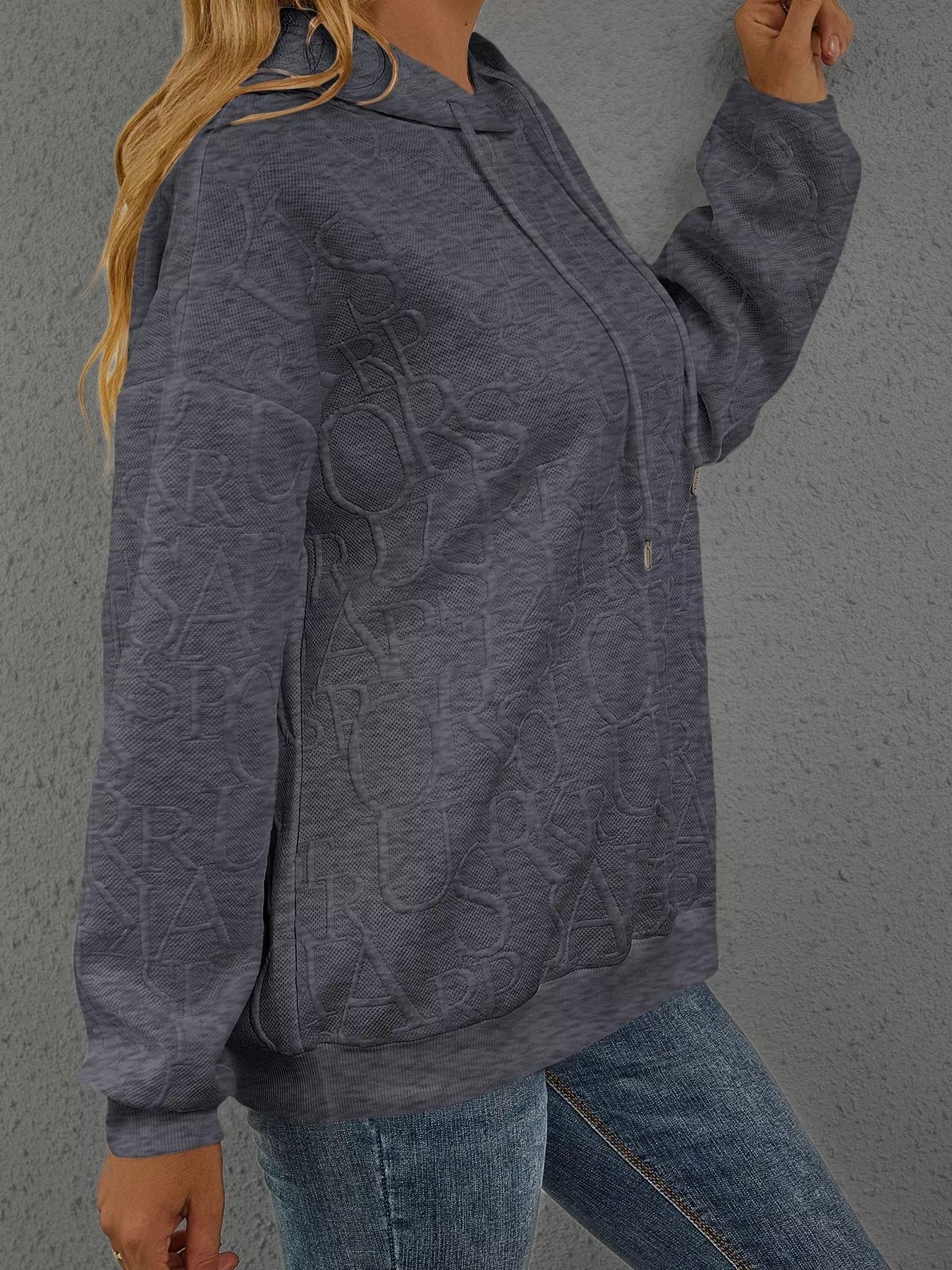 Full Size Embossed Lettering Casual Hoodie Plus Size - PBNJ FASHIONS