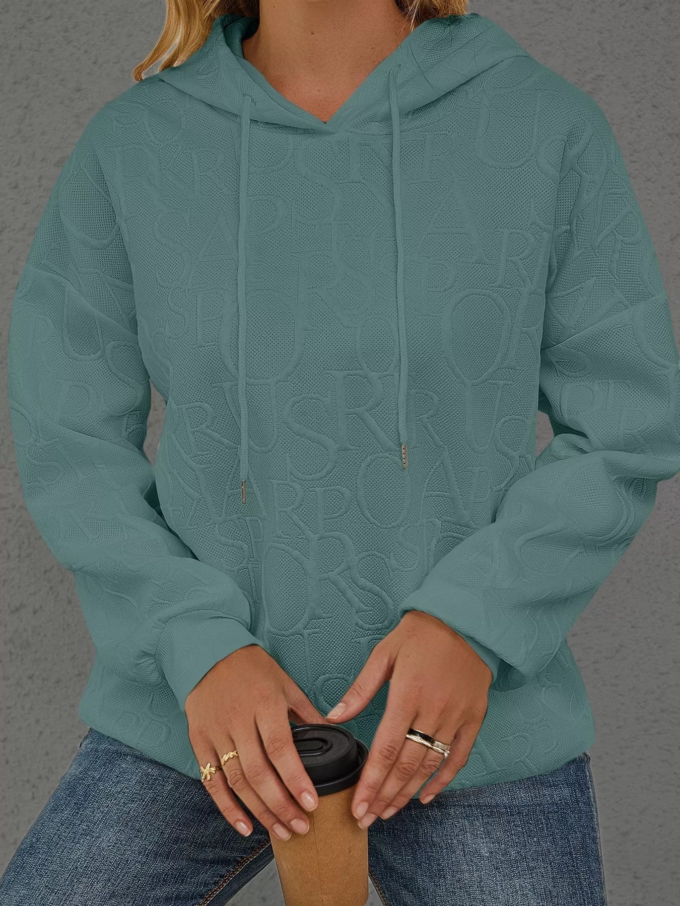 Full Size Embossed Lettering Casual Hoodie Plus Size - PBNJ FASHIONS