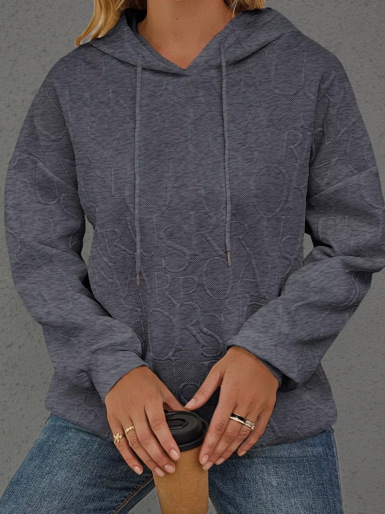 Full Size Embossed Lettering Casual Hoodie Plus Size - PBNJ FASHIONS