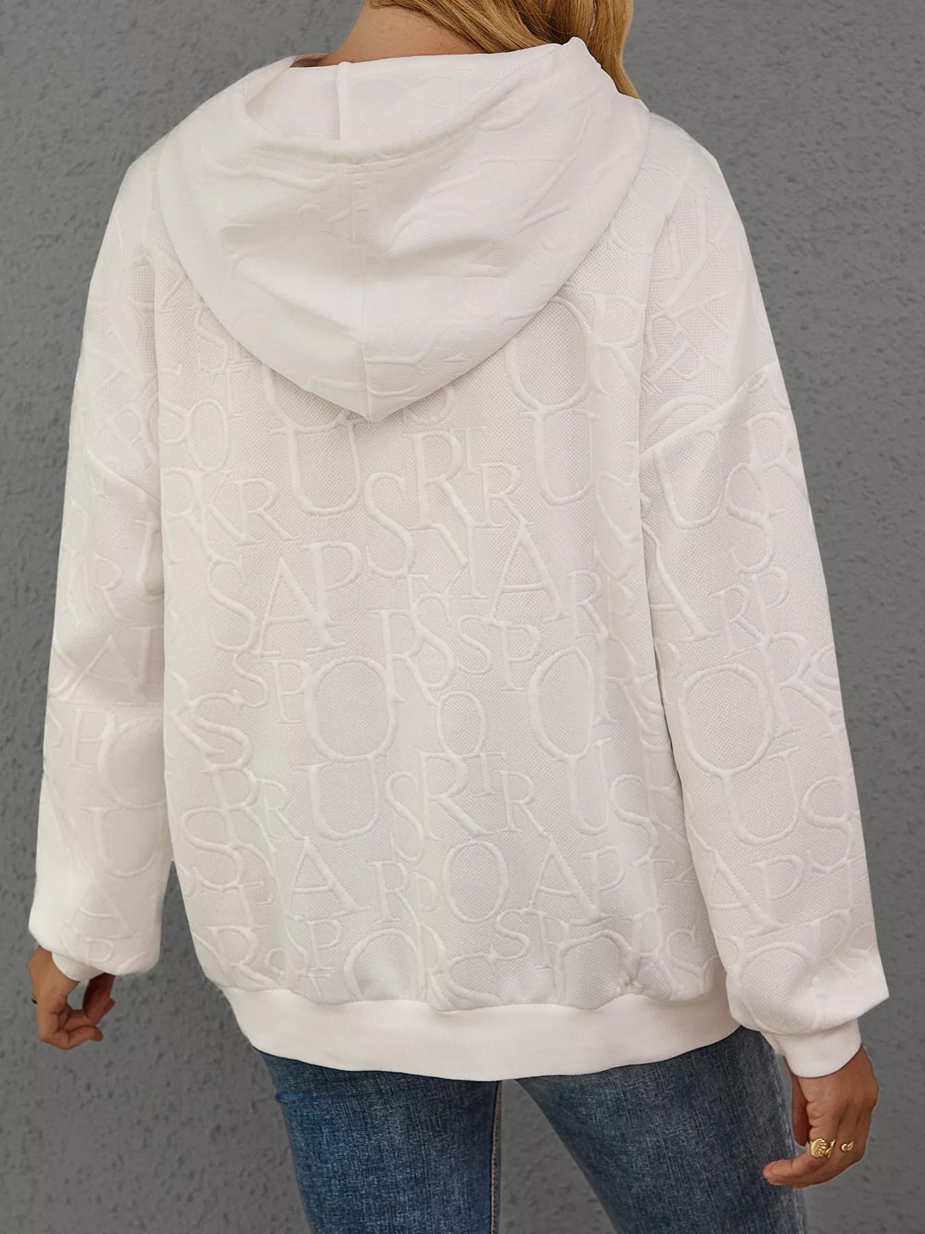 Full Size Embossed Lettering Casual Hoodie Plus Size - PBNJ FASHIONS