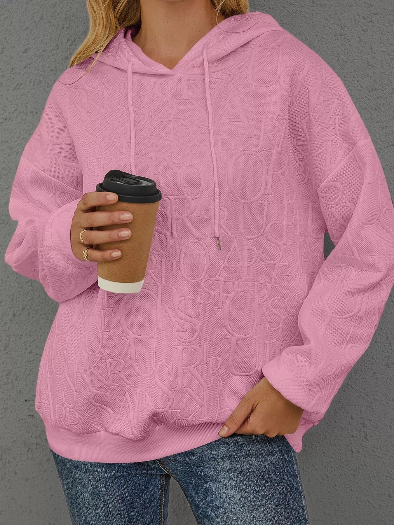 Full Size Embossed Lettering Casual Hoodie Plus Size - PBNJ FASHIONS