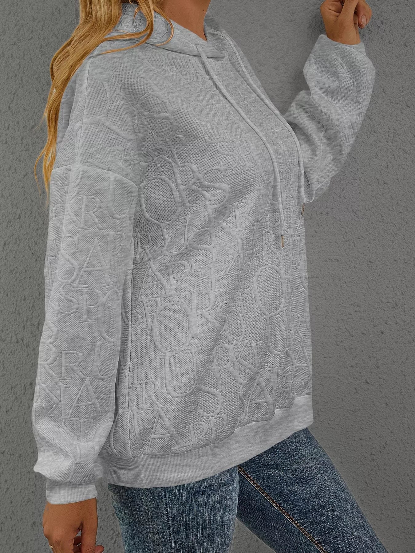 Full Size Embossed Lettering Casual Hoodie Plus Size - PBNJ FASHIONS