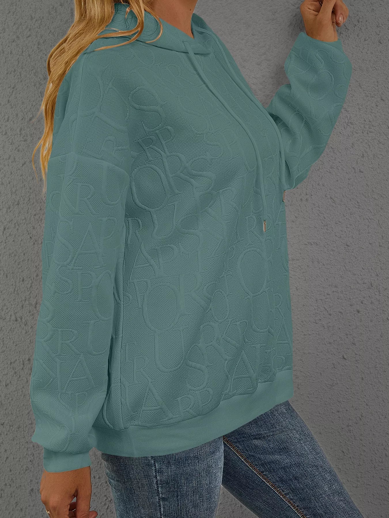 Full Size Embossed Lettering Casual Hoodie Plus Size - PBNJ FASHIONS