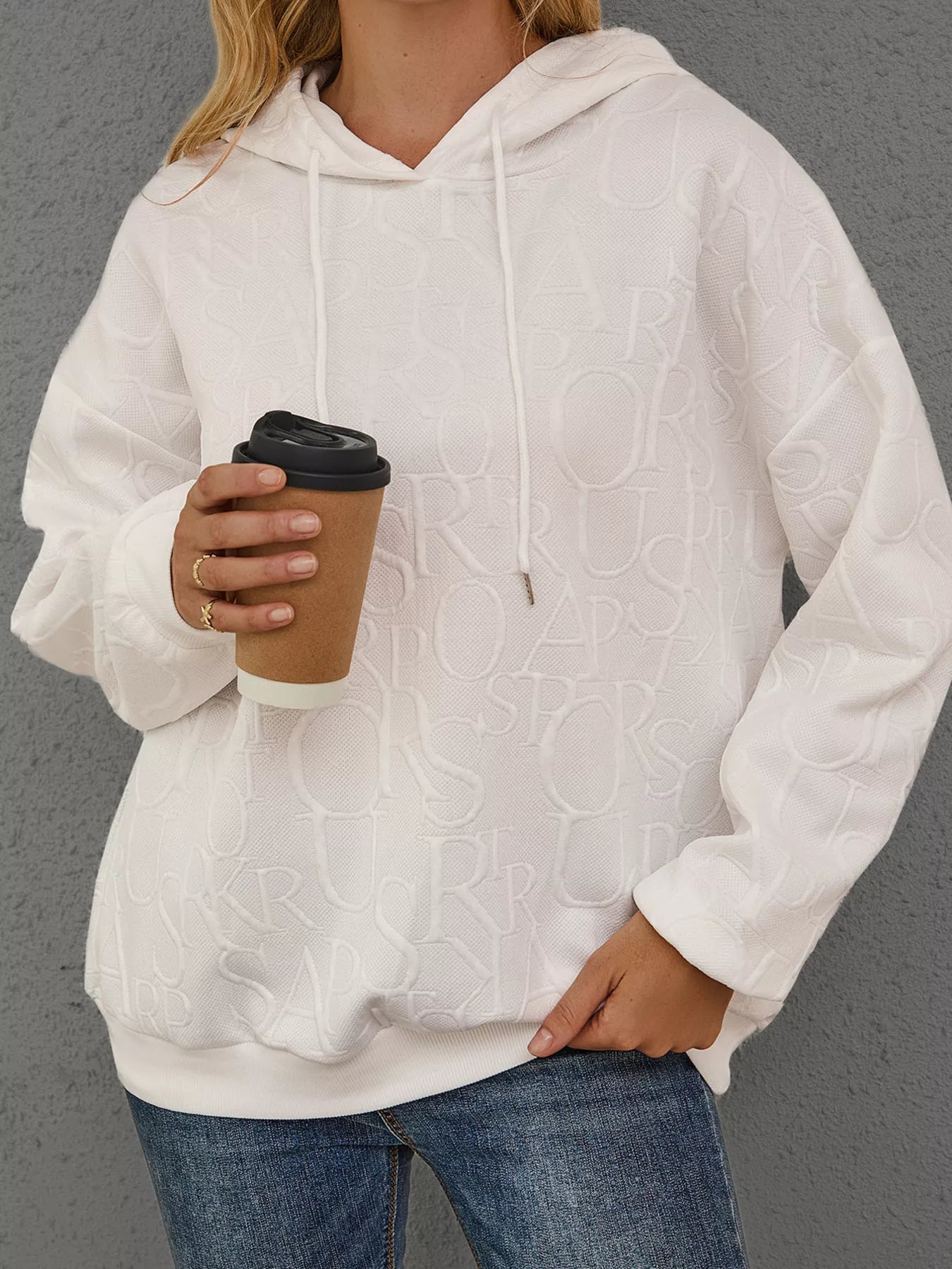 Full Size Embossed Lettering Casual Hoodie Plus Size - PBNJ FASHIONS