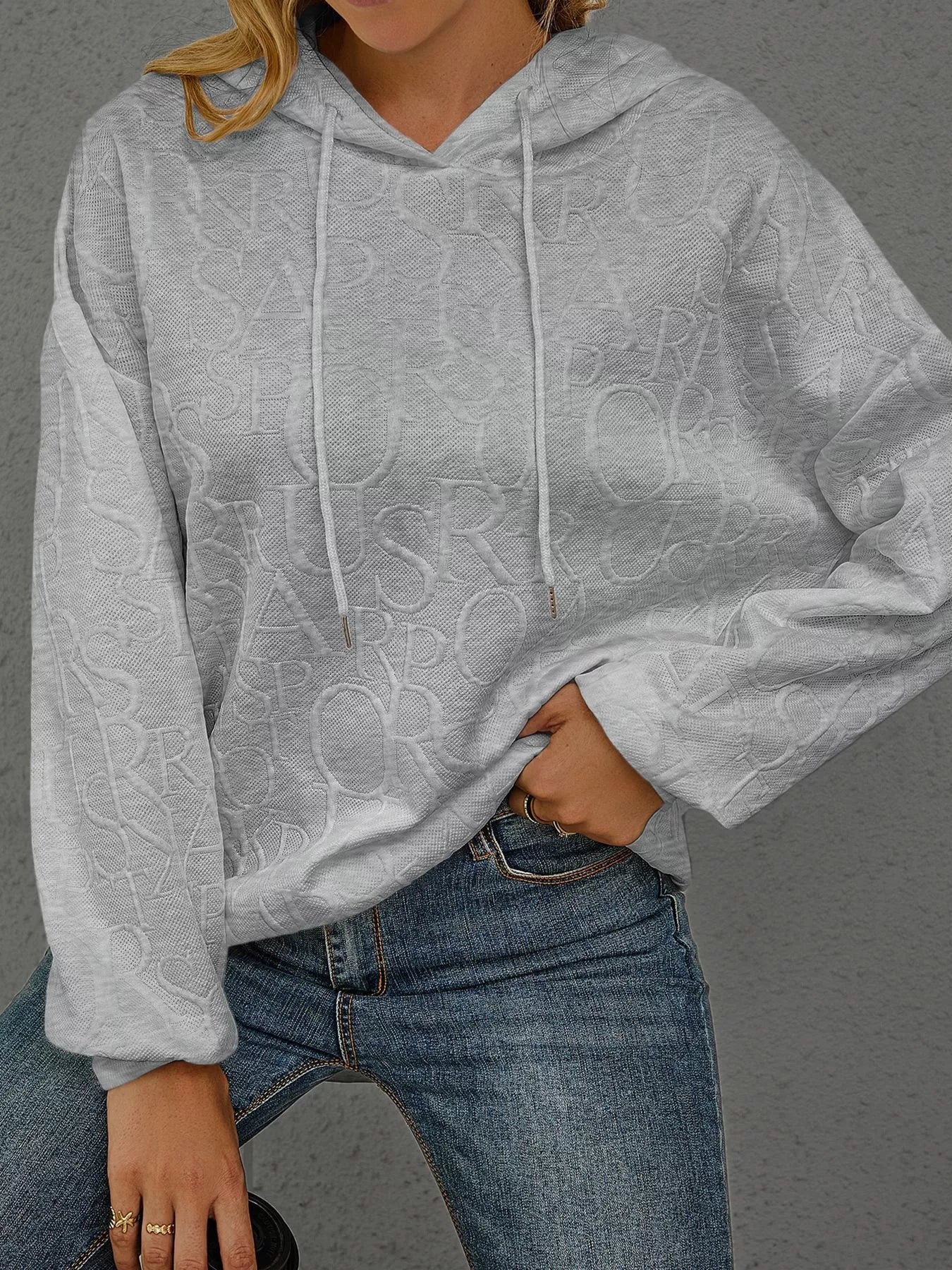 Full Size Embossed Lettering Casual Hoodie Plus Size - PBNJ FASHIONS