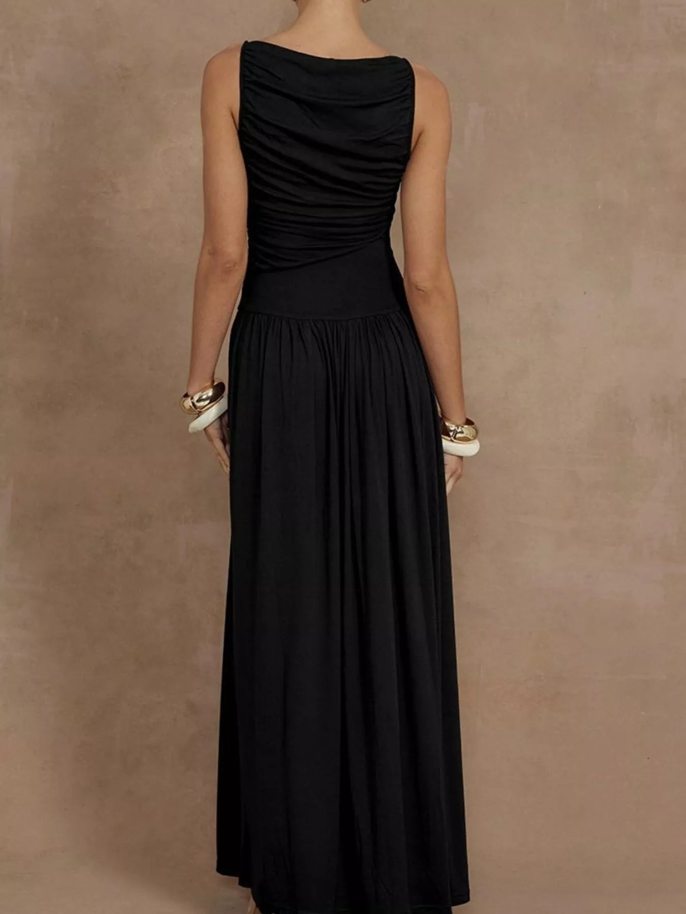 Full Size Ruched Sleeveless Maxi Dress Plus Size - PBNJ FASHIONS