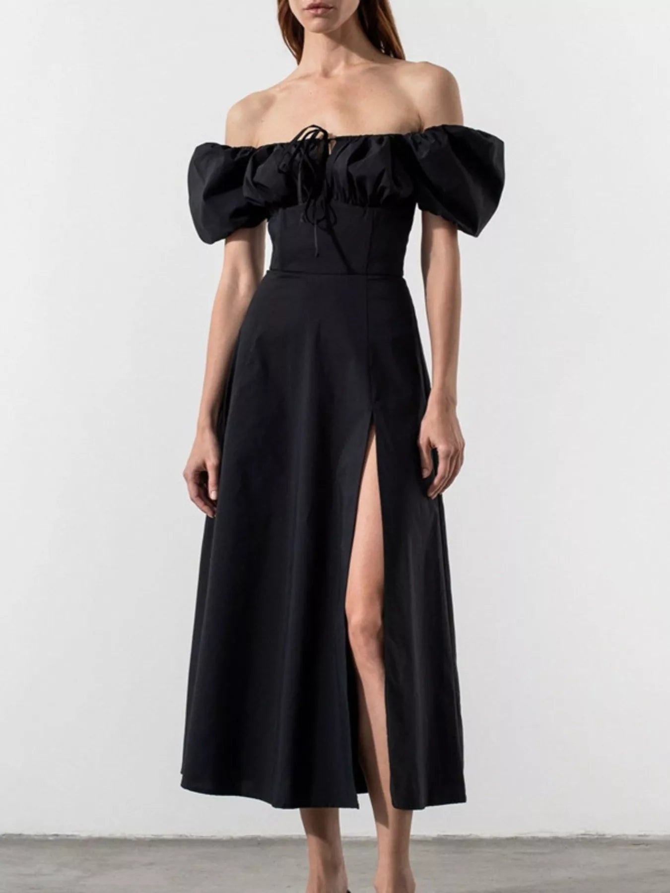 Full Size Slit Short Sleeve Midi Dress Plus Size - PBNJ FASHIONS
