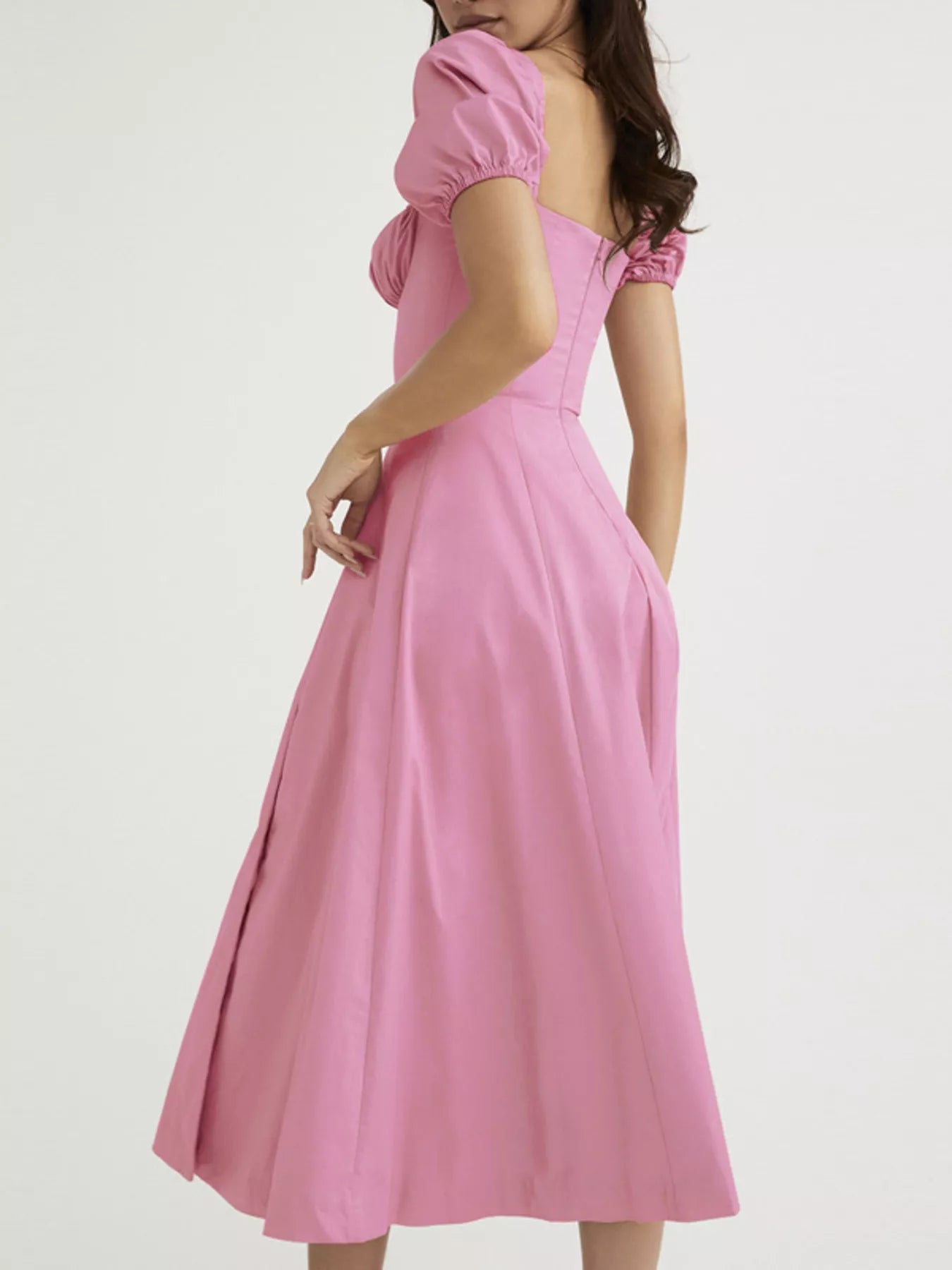 Full Size Slit Short Sleeve Midi Dress Plus Size - PBNJ FASHIONS
