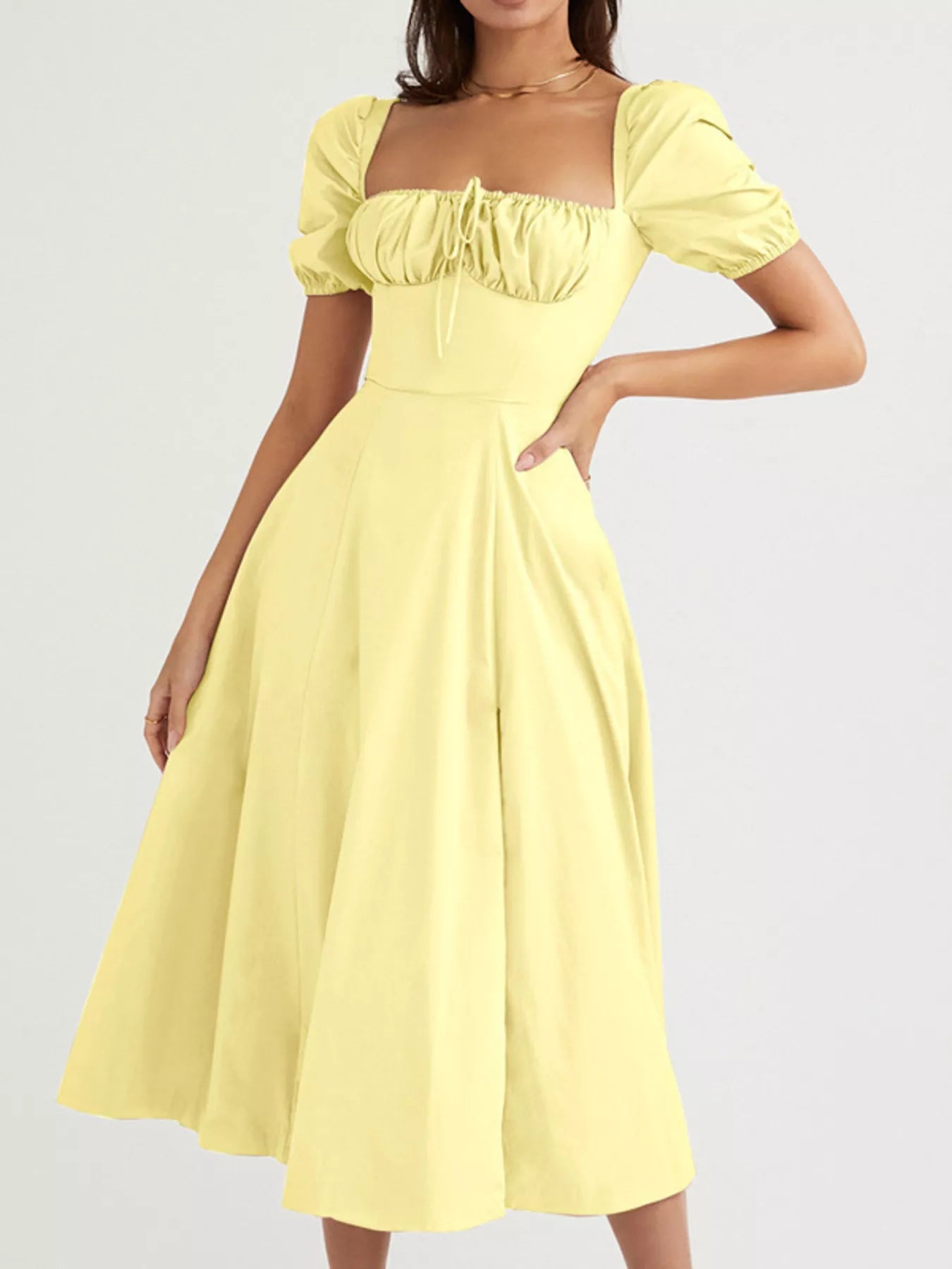 Full Size Slit Short Sleeve Midi Dress Plus Size - PBNJ FASHIONS