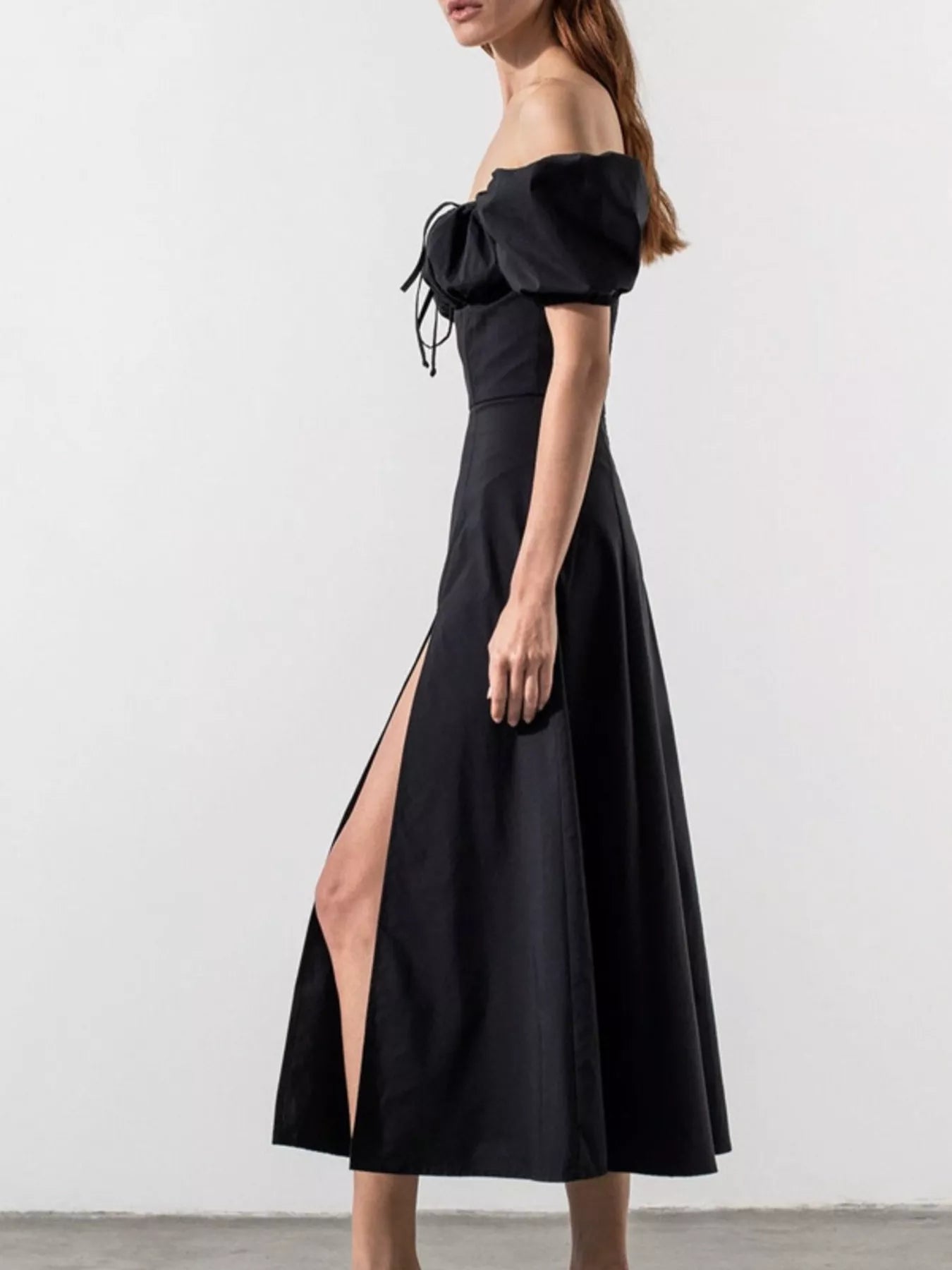 Full Size Slit Short Sleeve Midi Dress Plus Size - PBNJ FASHIONS