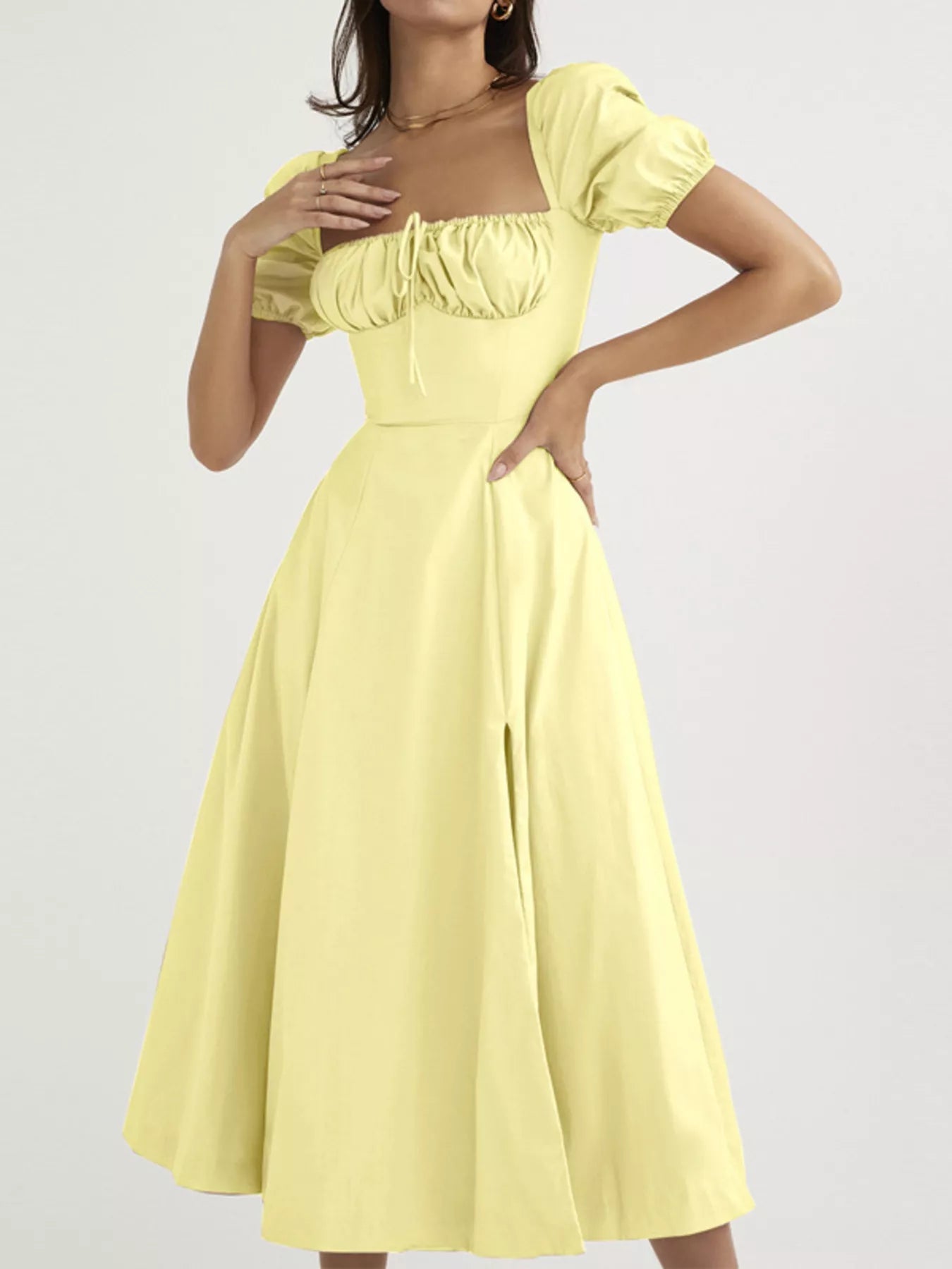 Full Size Slit Short Sleeve Midi Dress Plus Size - PBNJ FASHIONS