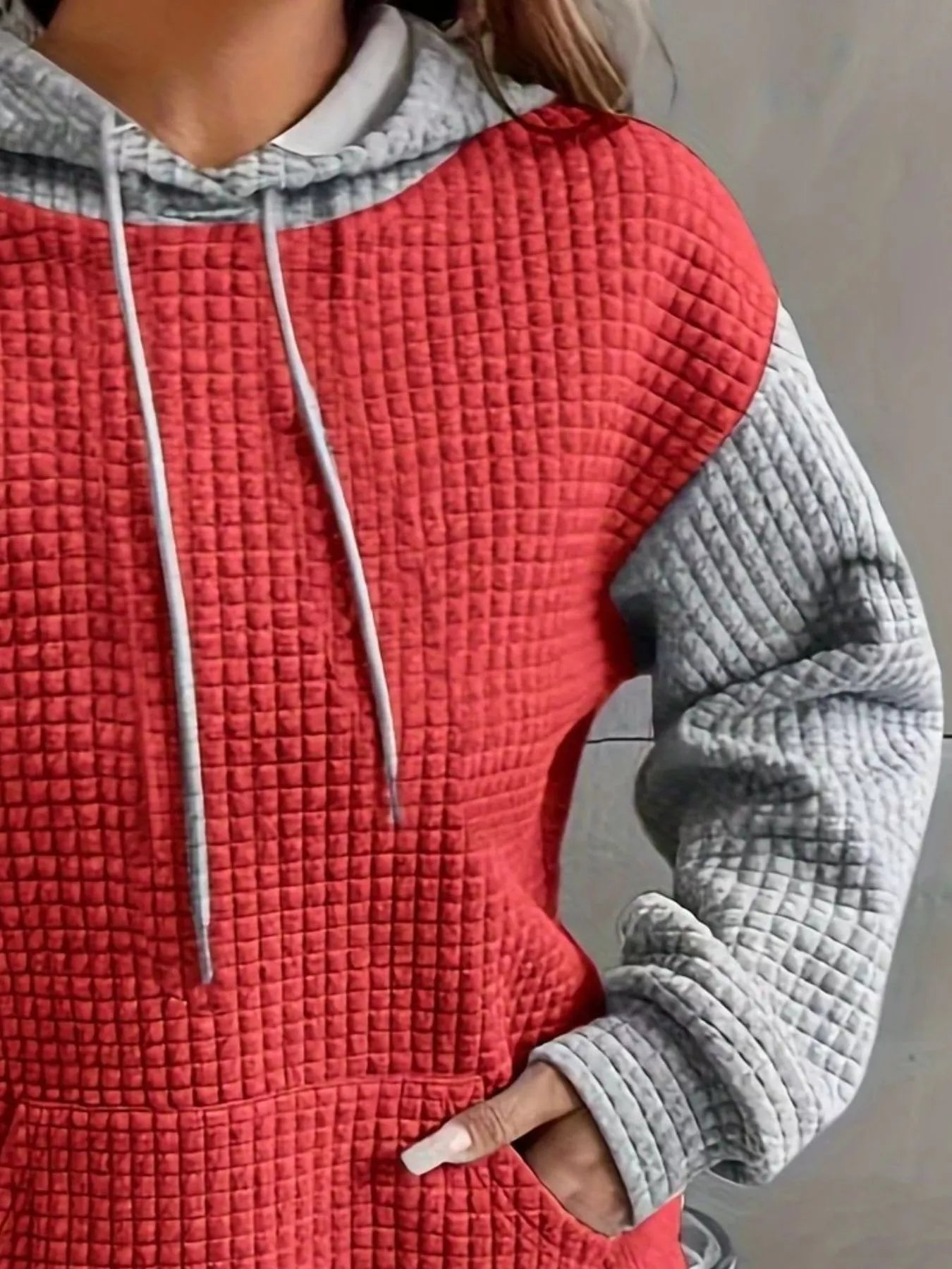 Full Size Textured Kangaroo Pocket Hoodie Plus Size - PBNJ FASHIONS