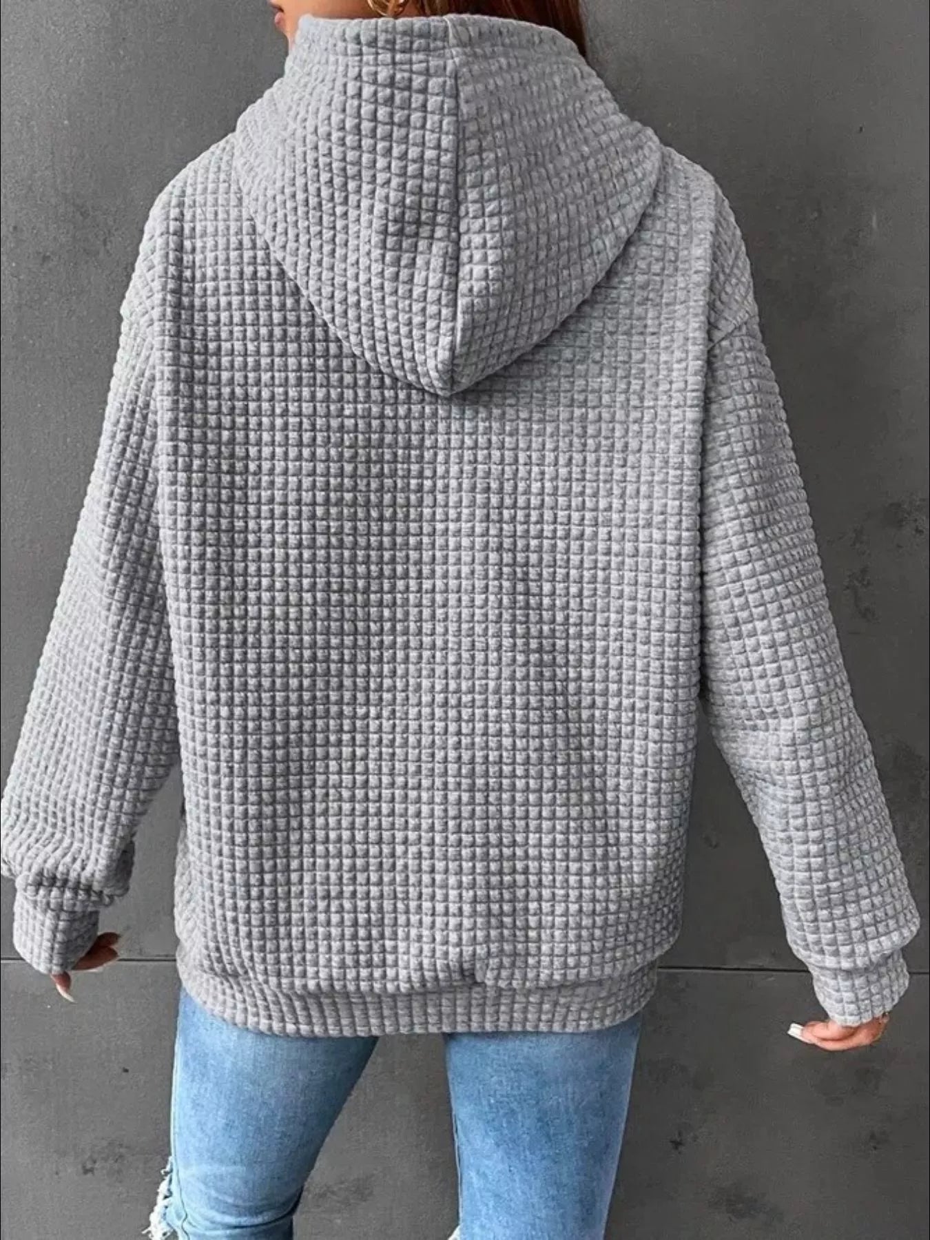 Full Size Textured Kangaroo Pocket Hoodie Plus Size - PBNJ FASHIONS