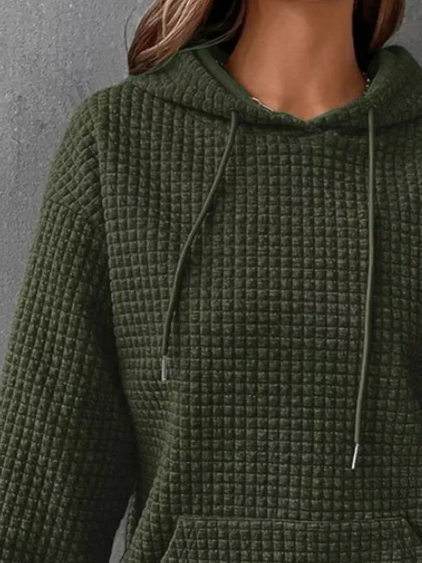 Full Size Textured Kangaroo Pocket Hoodie Plus Size - PBNJ FASHIONS