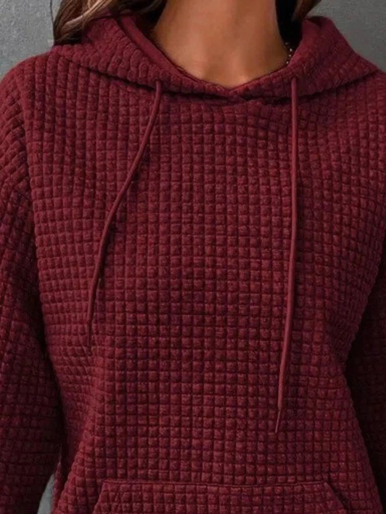 Full Size Textured Kangaroo Pocket Hoodie Plus Size - PBNJ FASHIONS