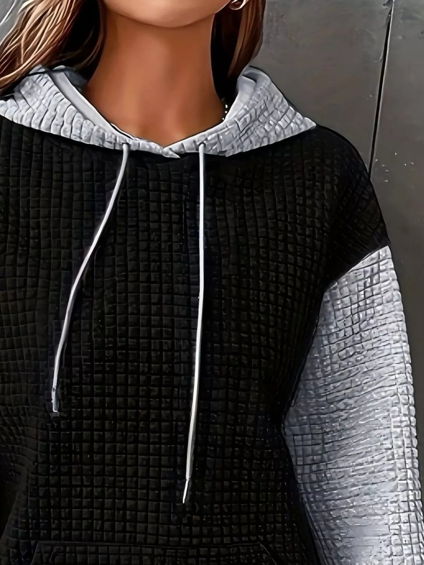 Full Size Textured Kangaroo Pocket Hoodie Plus Size - PBNJ FASHIONS