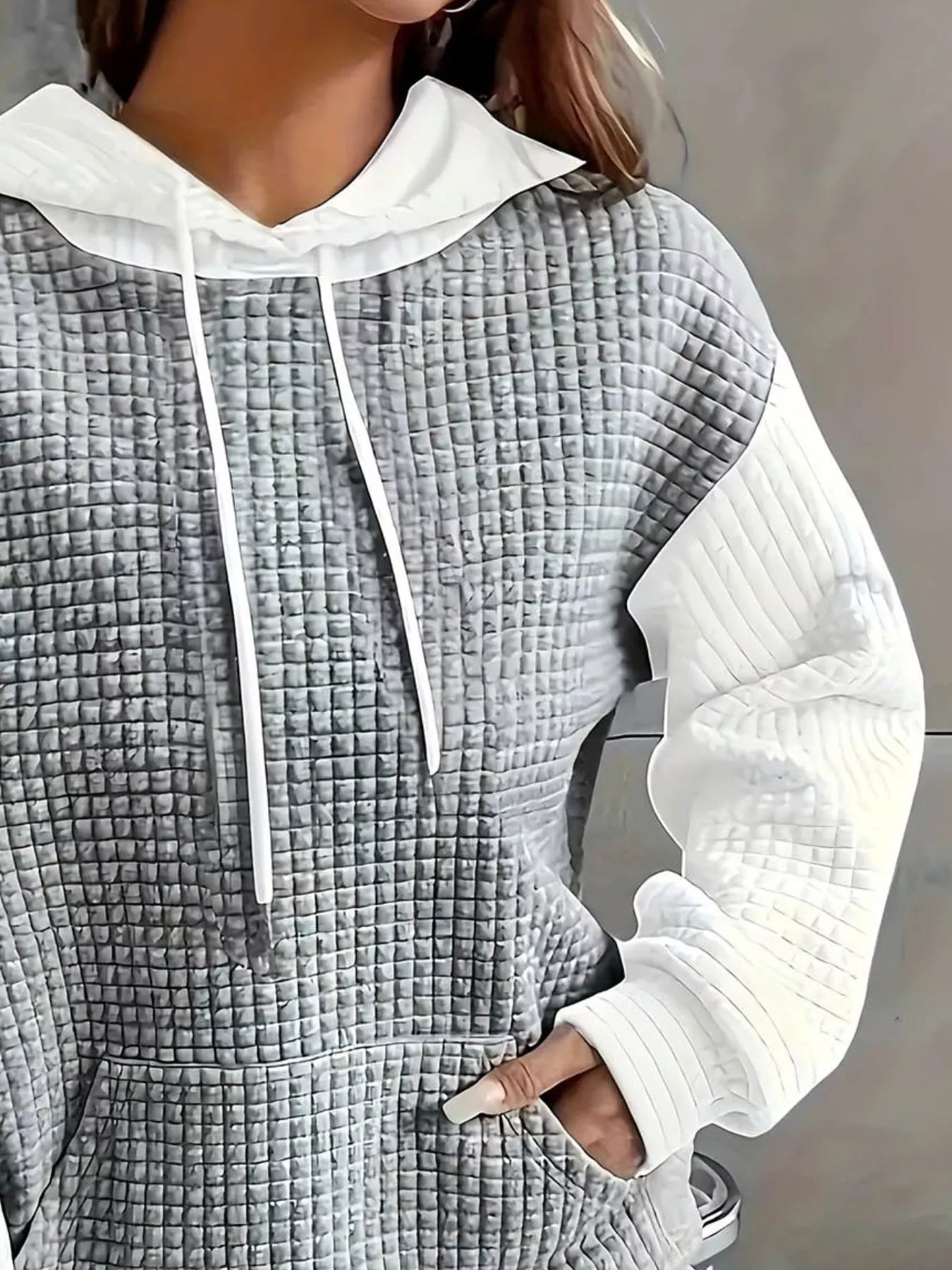 Full Size Textured Kangaroo Pocket Hoodie Plus Size - PBNJ FASHIONS
