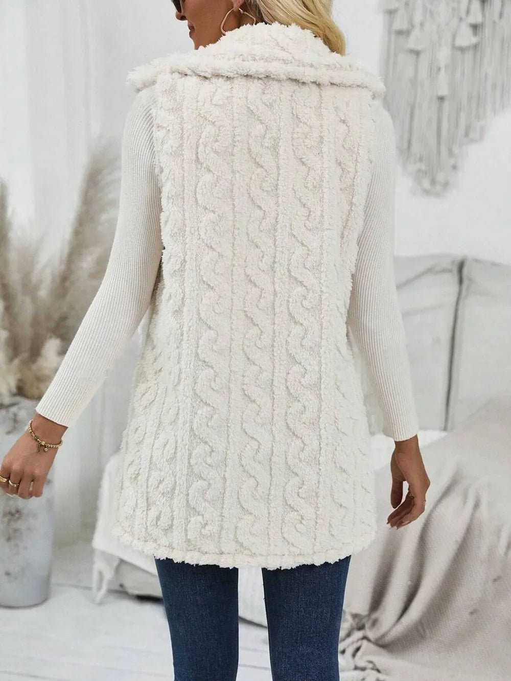 Fuzzy Button Up Vest Coat - PBNJ FASHIONS
