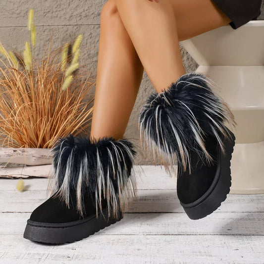 Fuzzy Trim Platform Ankle Boots - PBNJ FASHIONS