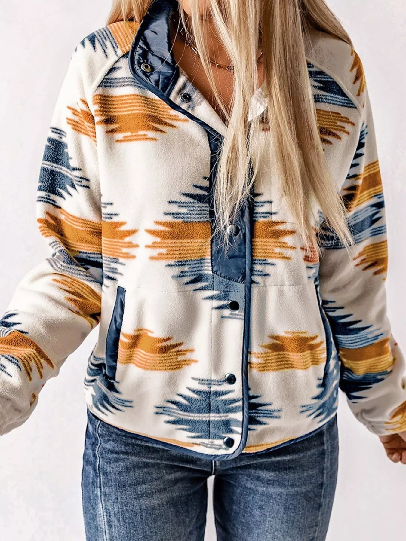 Geometric Snap Down Jacket - PBNJ FASHIONS