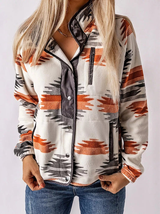 Geometric Snap Down Jacket - PBNJ FASHIONS