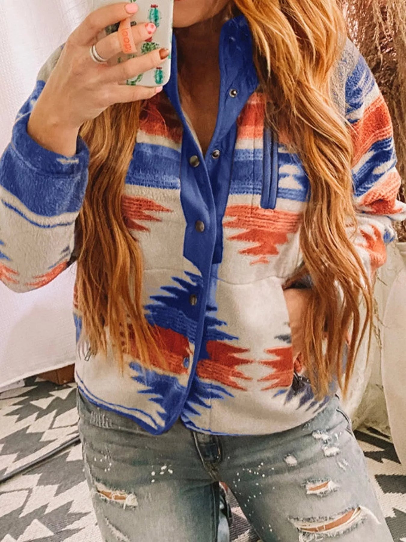 Geometric Snap Down Jacket - PBNJ FASHIONS