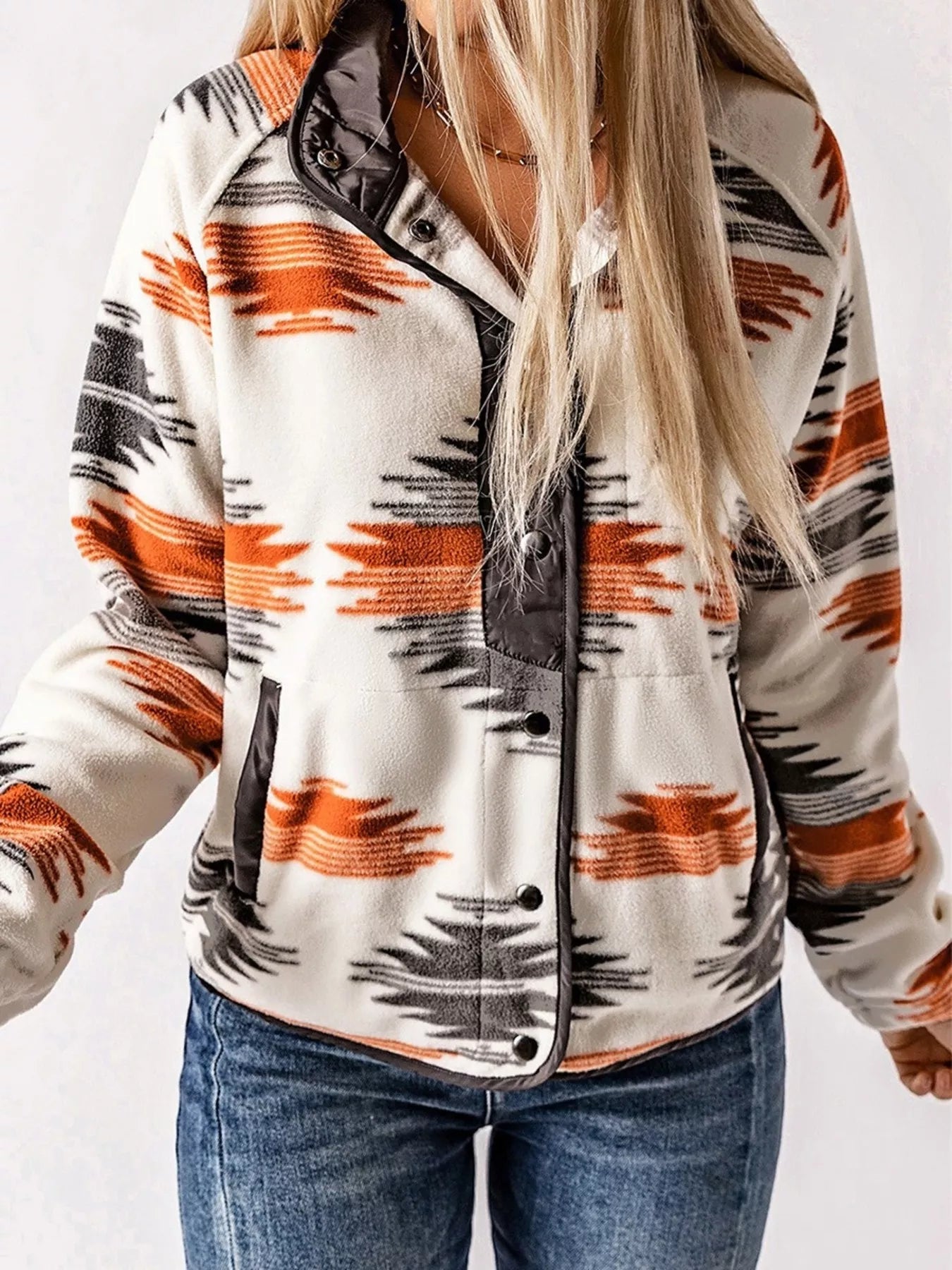 Geometric Snap Down Jacket - PBNJ FASHIONS