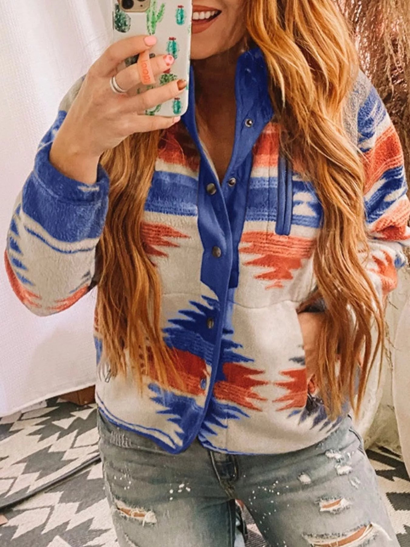 Geometric Snap Down Jacket - PBNJ FASHIONS
