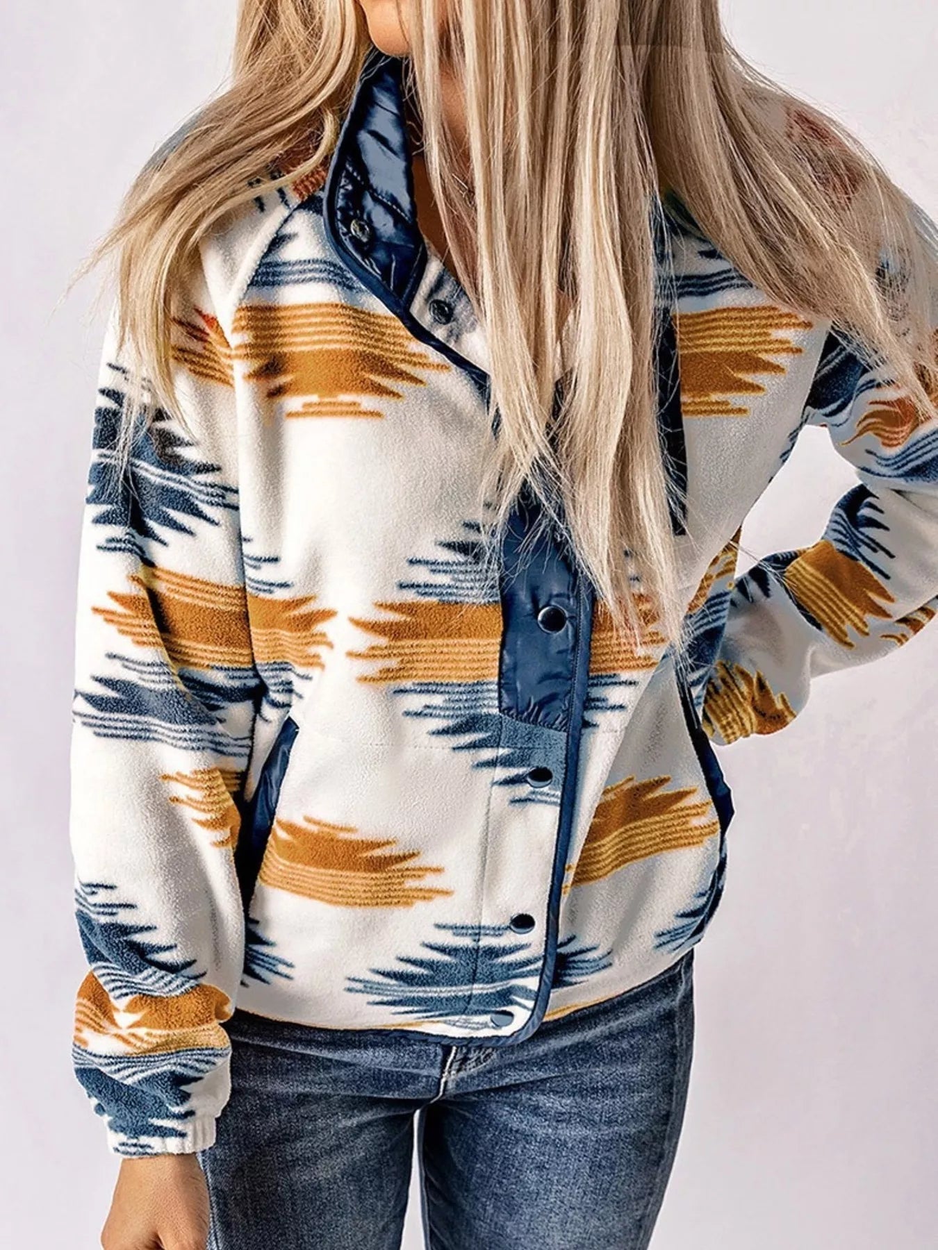 Geometric Snap Down Jacket - PBNJ FASHIONS