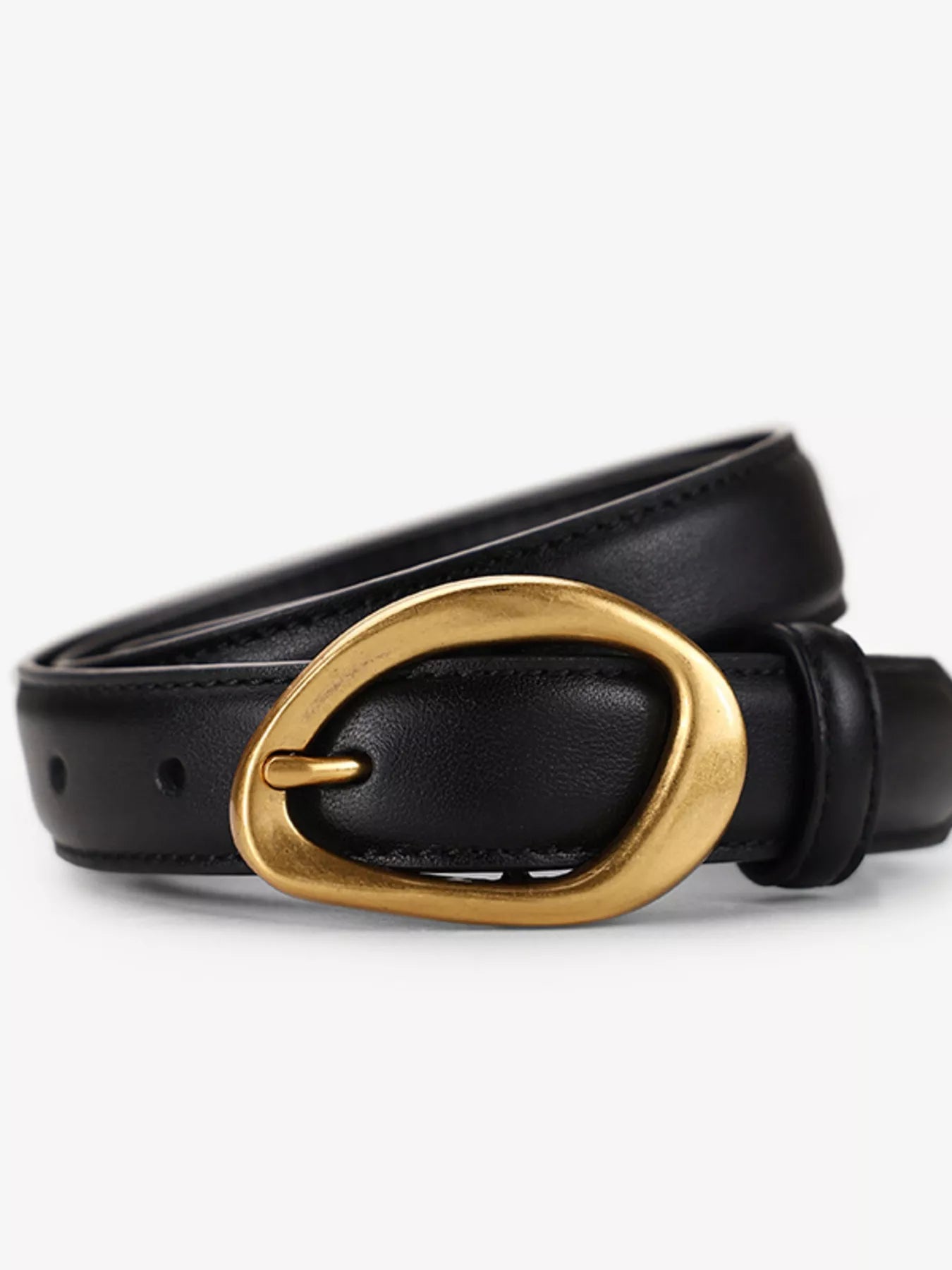 Masculine Cowhide Leather Belt with Golden Buckle - Size: ONESIZE, Length: 39.4 inches - PBNJ FASHIONS