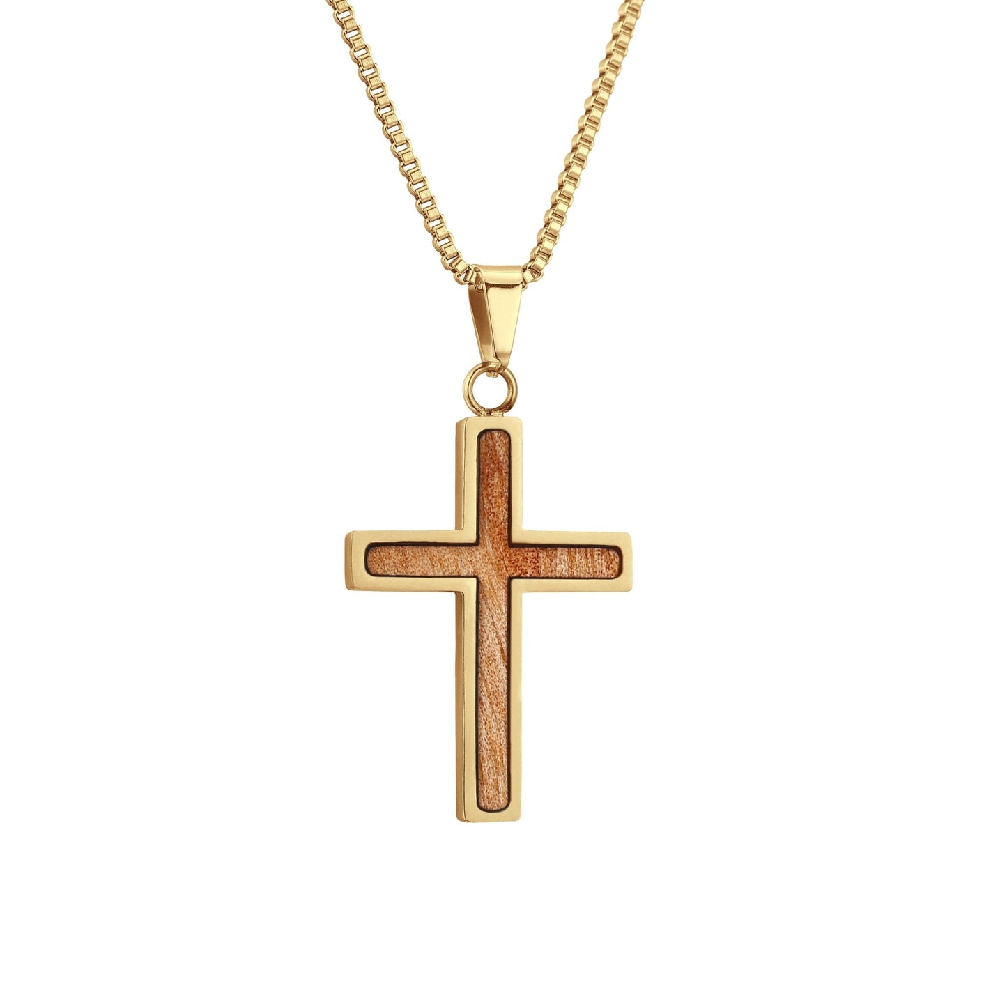 Gum Burl Cross Necklace - Yellow Gold - PBNJ FASHIONS