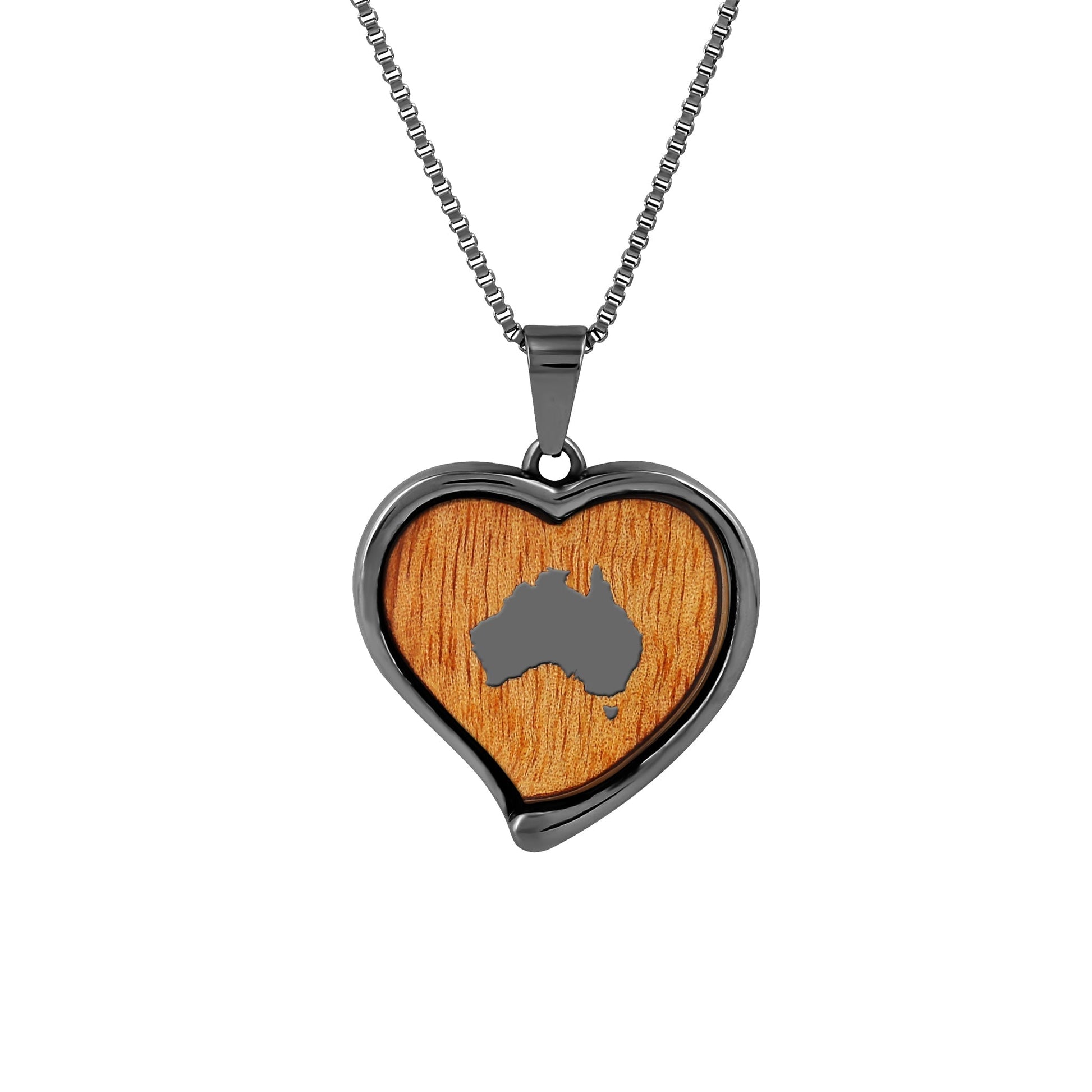 Gum Burl Heart Necklace - Gunmetal - PBNJ FASHIONS