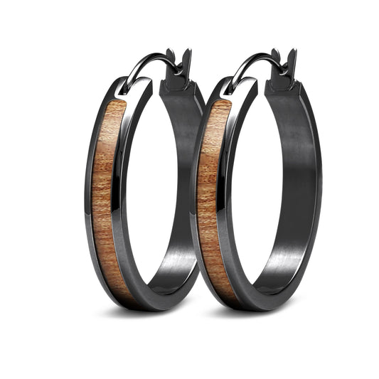 Gum Burl Hoop Earrings - Gunmetal - PBNJ FASHIONS