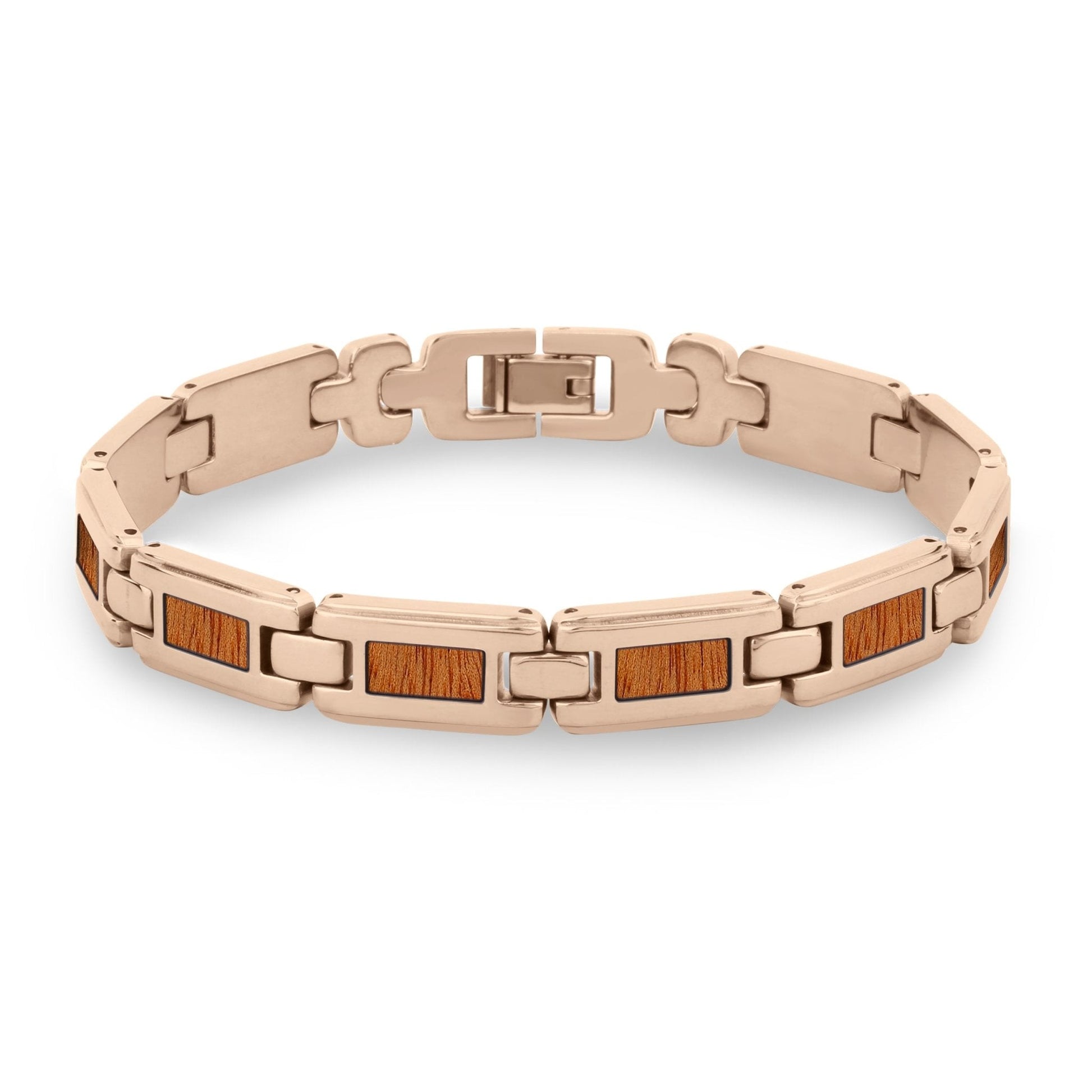 Gum Burl Men's Link Bracelet - Rose Gold - PBNJ FASHIONS