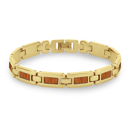 Gum Burl Men's Link Bracelet - Yellow Gold